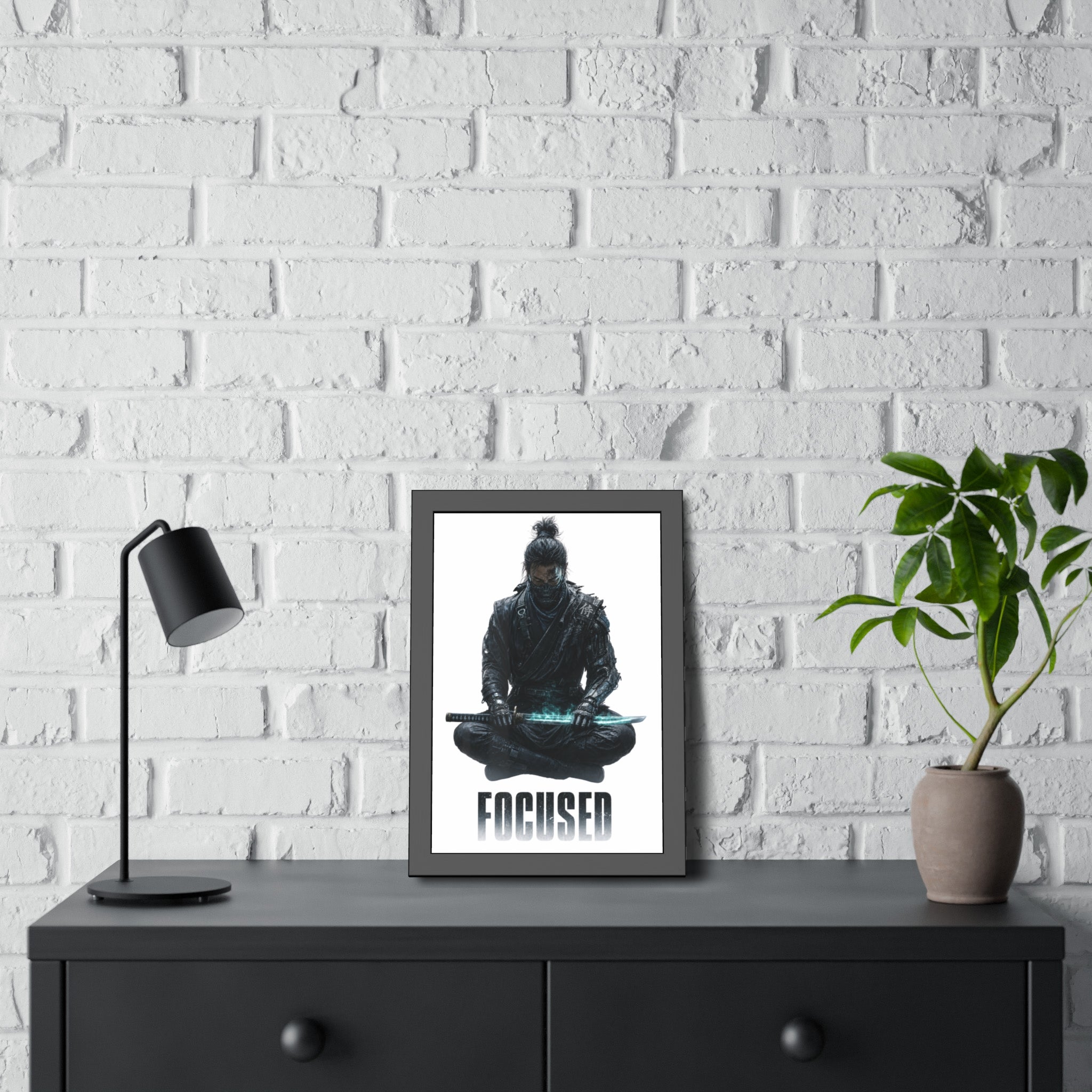Focused Samurai Framed Poster — Motivational Wall Art