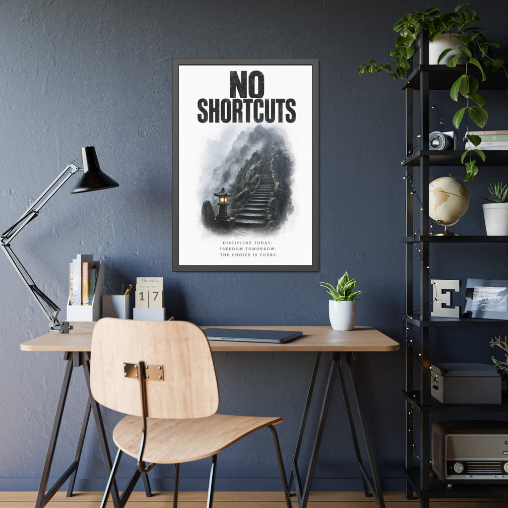 Framed Poster - "No Shortcuts" Motivational Wall Art
