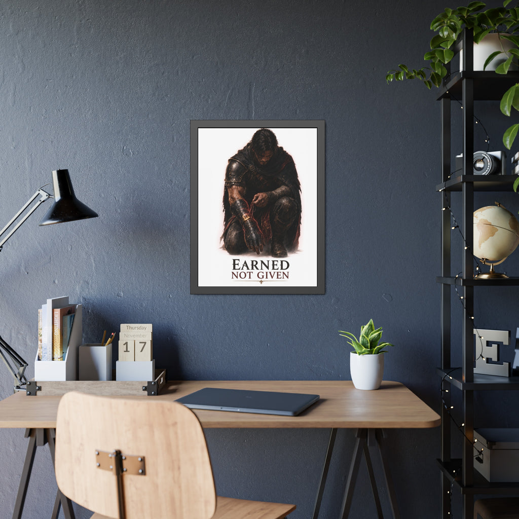 Framed Poster — "Earned Not Given" Knight Wall Art