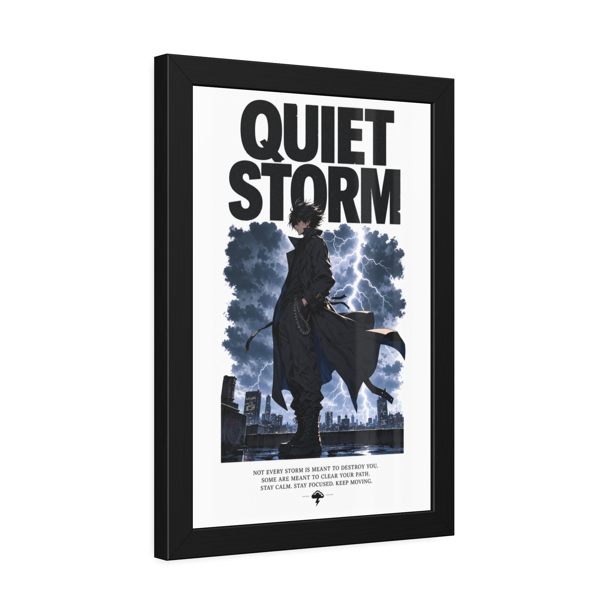 Framed Poster — "Quiet Storm" Dark Urban Lightning Art Print