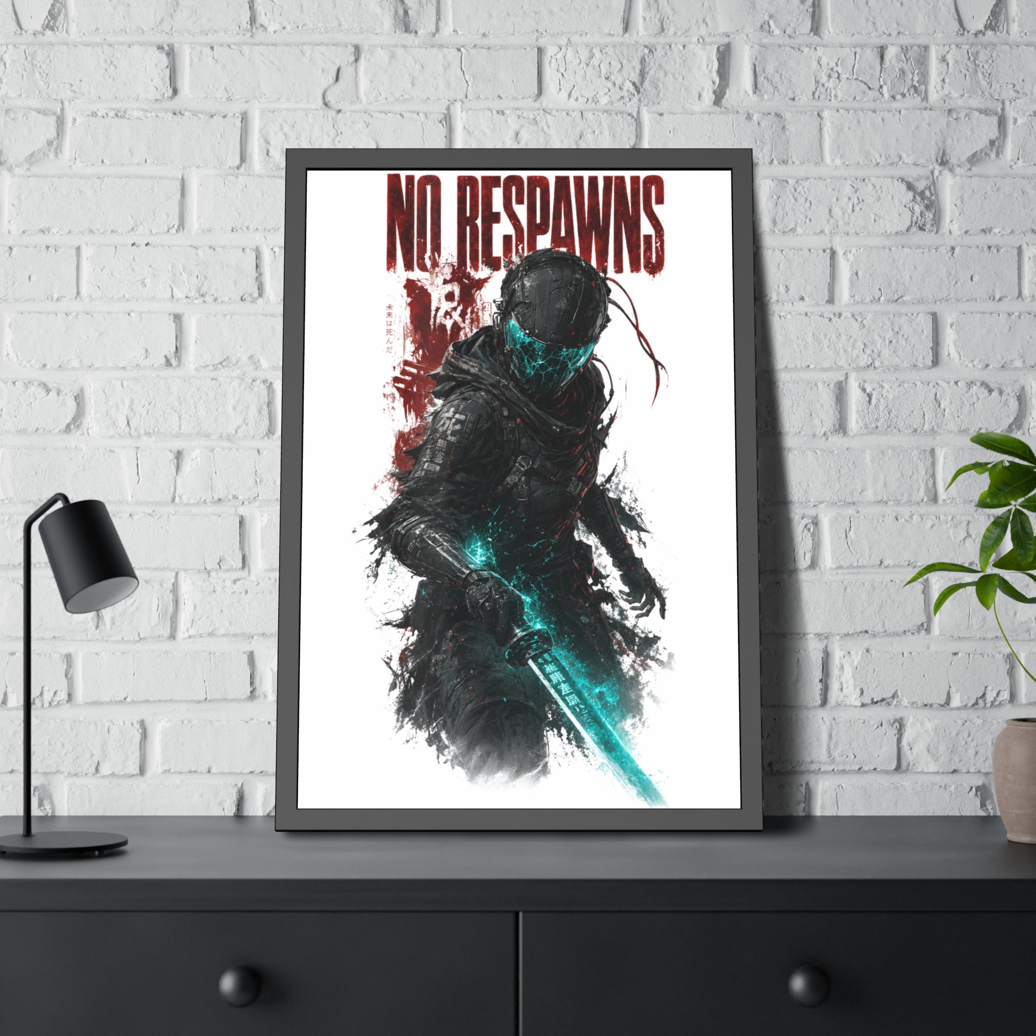 No Respawns Framed Poster — Dark Sci‑Fi Gamer Wall Art
