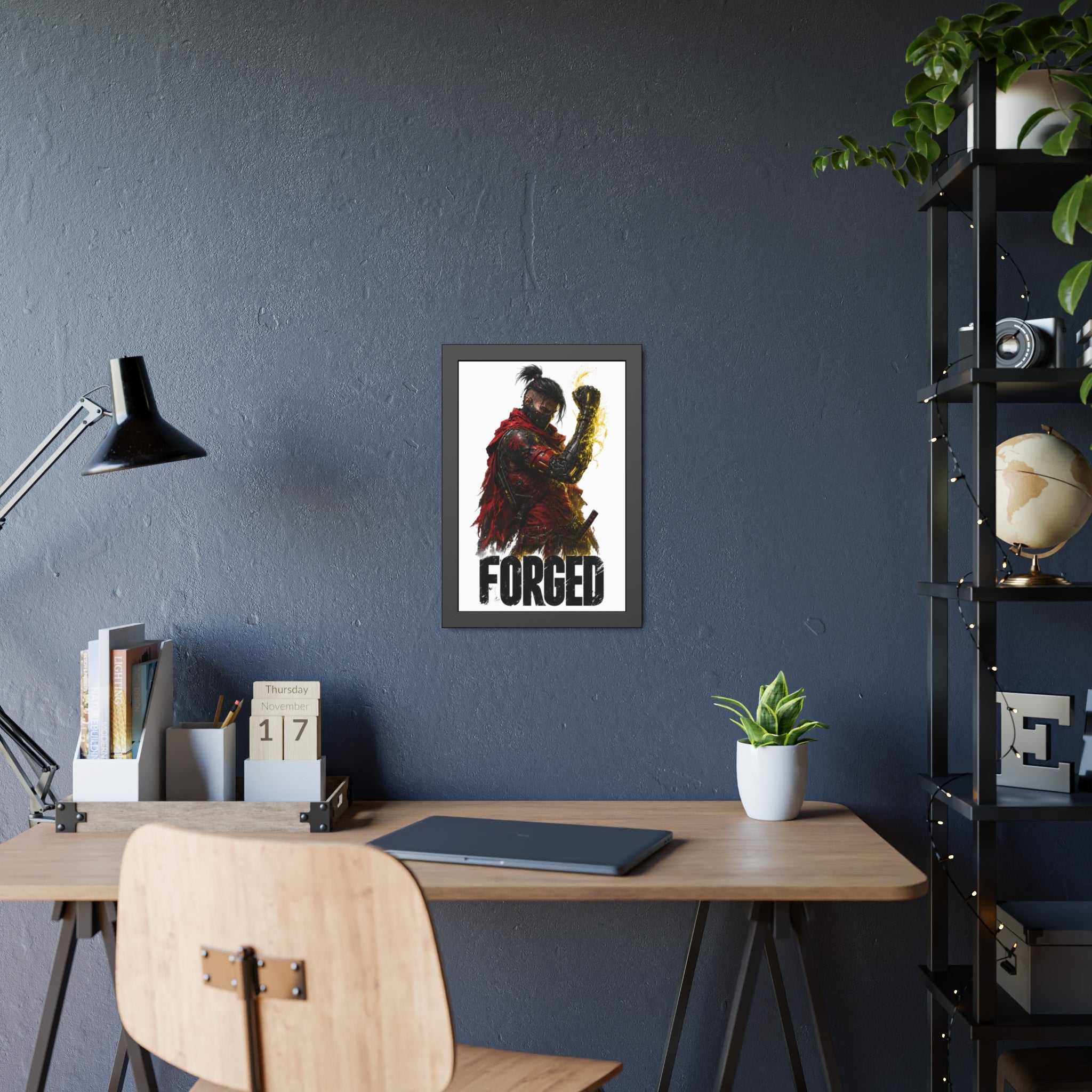 Forged Warrior Framed Poster — Samurai Fantasy Art Print