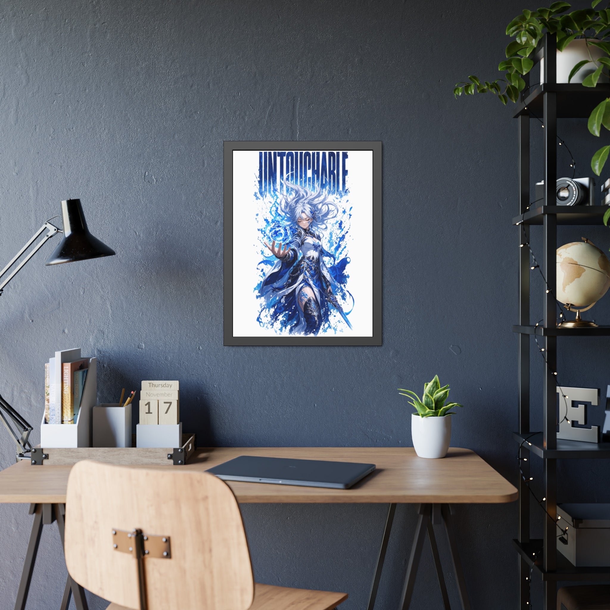 Untouchable Framed Art Poster — Blue Fantasy Sorceress Print