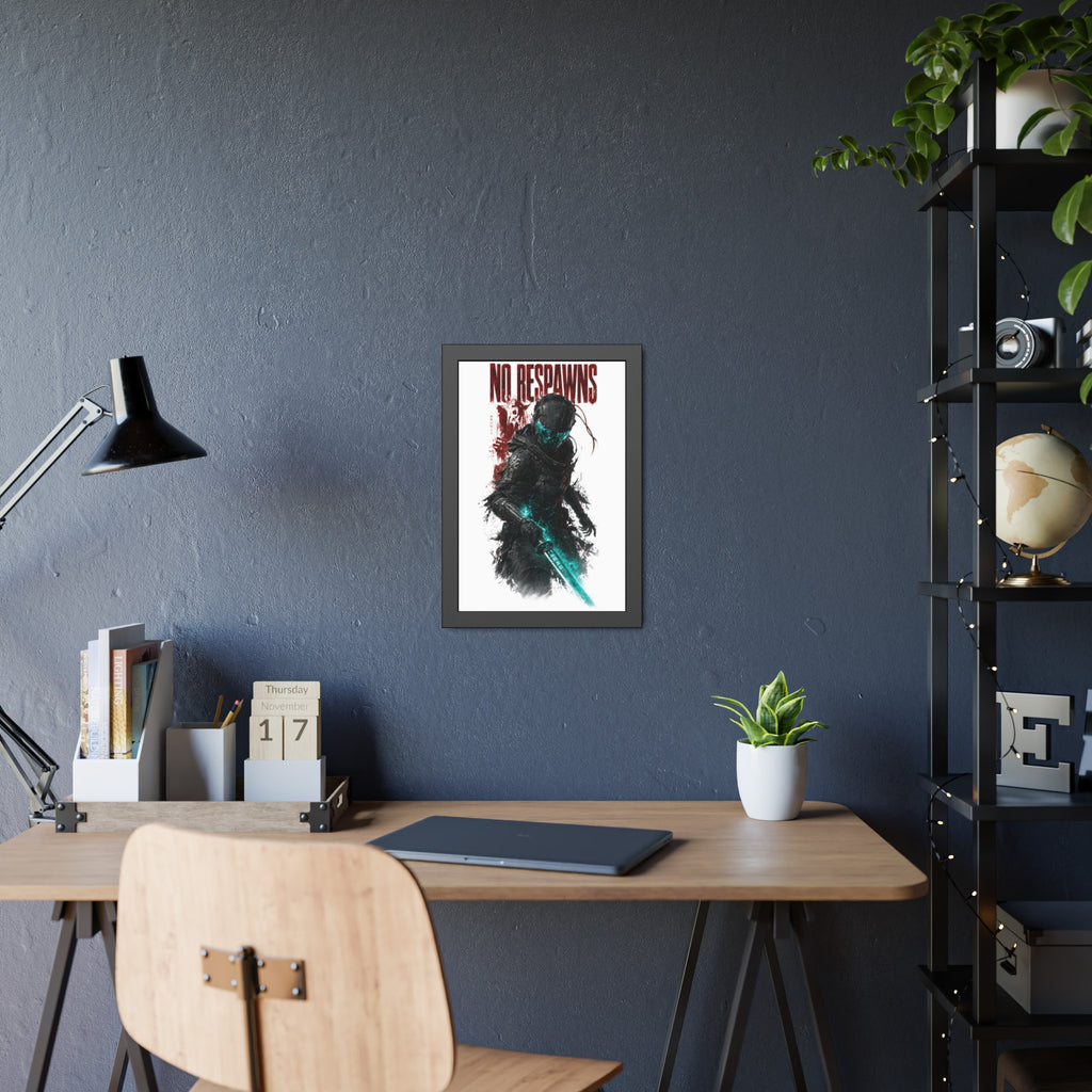 No Respawns Framed Poster — Dark Sci‑Fi Gamer Wall Art