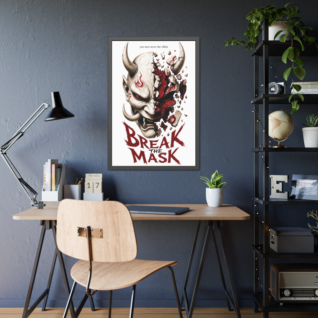 Framed Poster — 'Break the Mask' Oni Horror Art Print