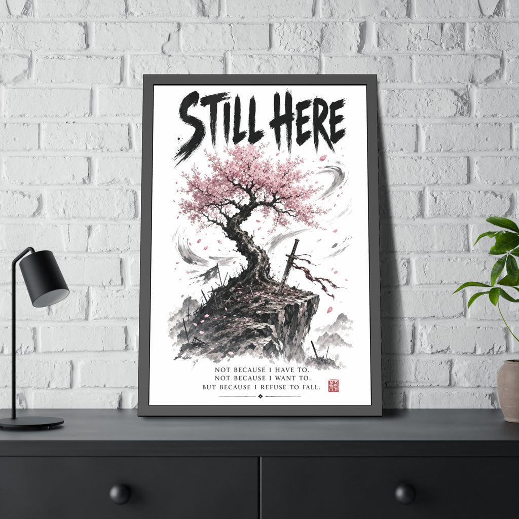 Framed Poster - "Still Here" Sakura Tree Resilience Art Print