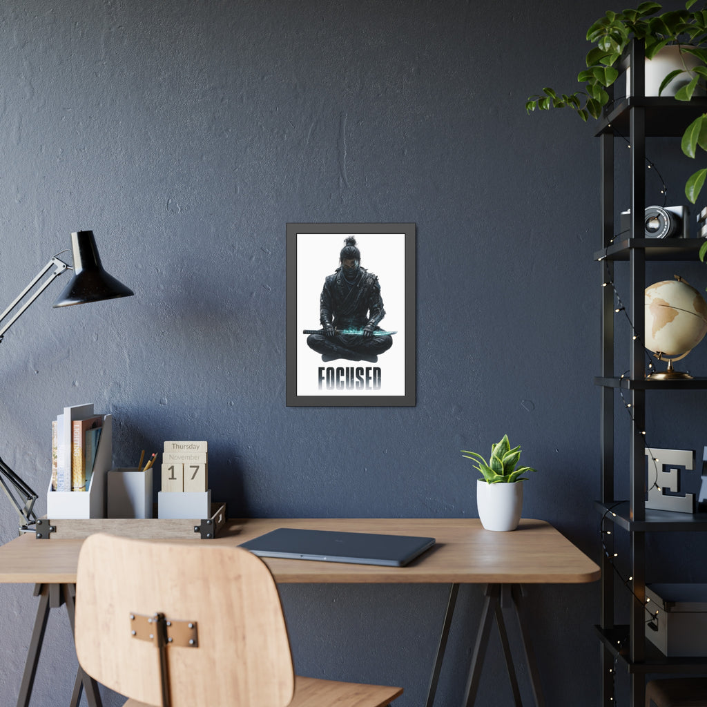 Focused Samurai Framed Poster — Motivational Wall Art