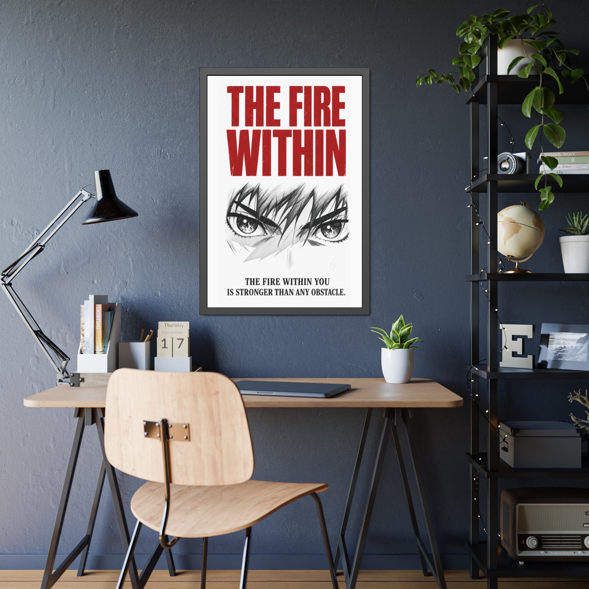 Framed Poster — 'The Fire Within' Motivational Wall Art