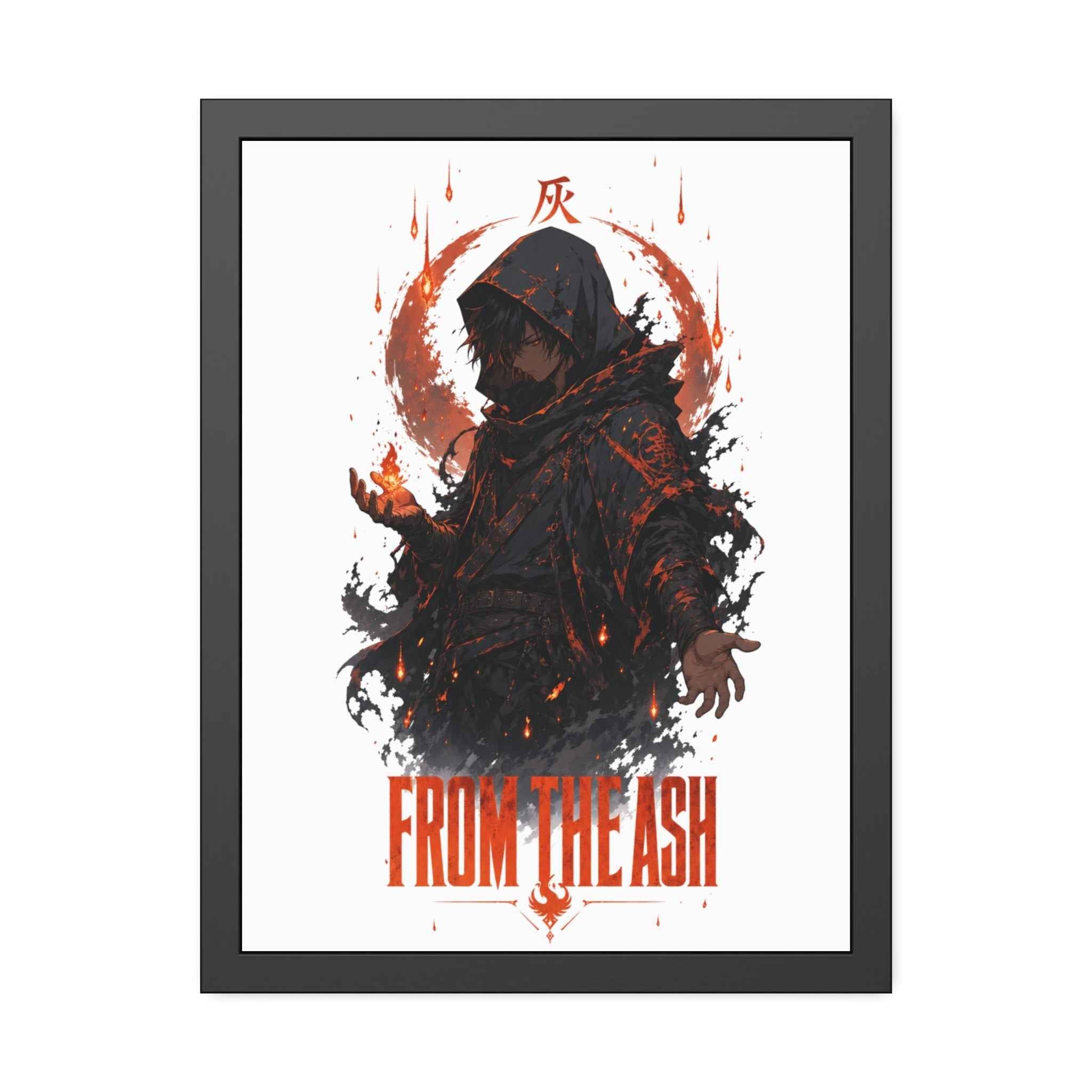 From the Ash Framed Poster — Dark Fantasy Hooded Figure Wall Art