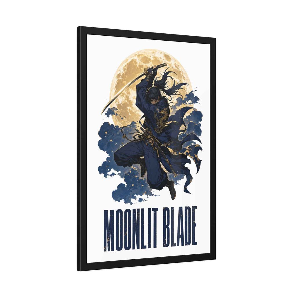 Moonlit Blade Framed Poster — Samurai Ninja Art Print