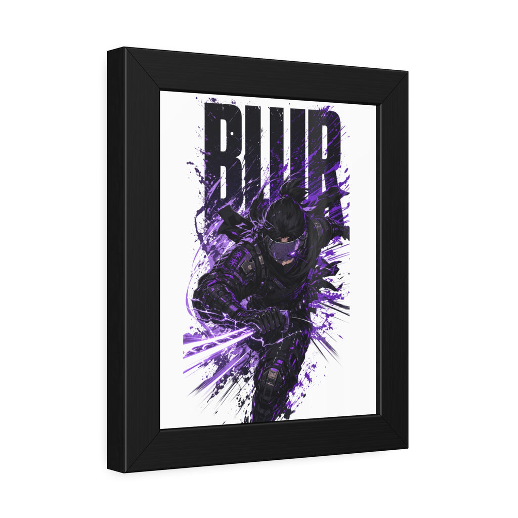 Blur Ninja Framed Poster — Purple Action Art Print