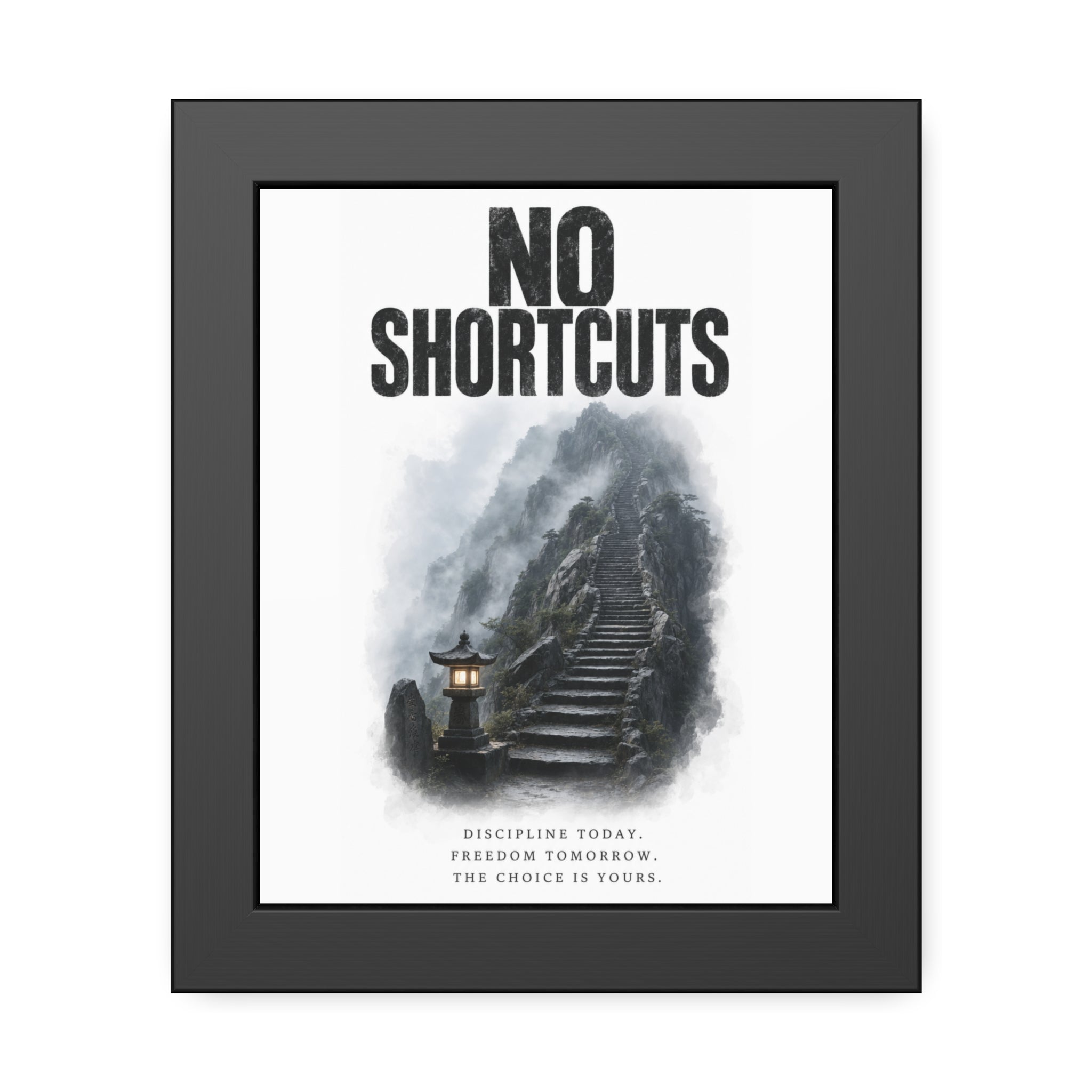 Framed Poster - "No Shortcuts" Motivational Wall Art