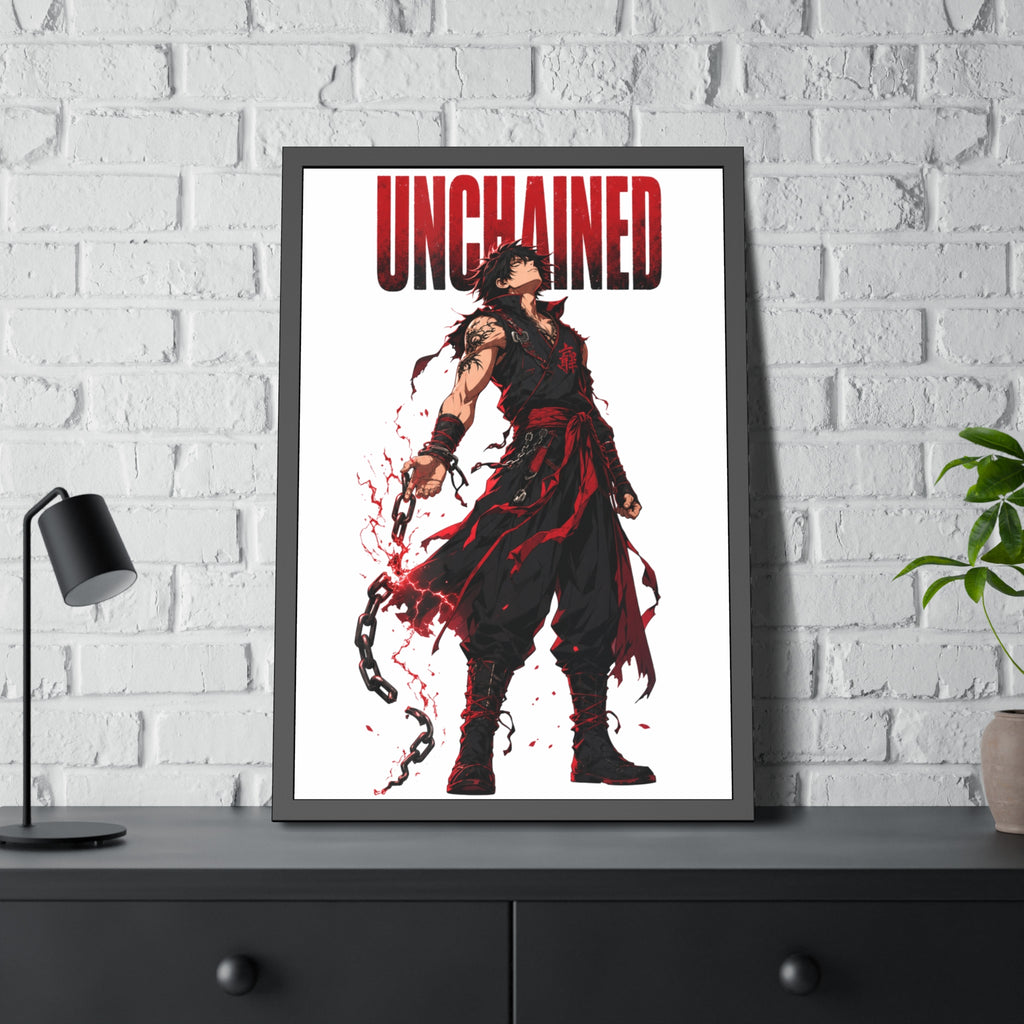 Unchained Warrior Framed Poster — Anime Fighter Wall Art