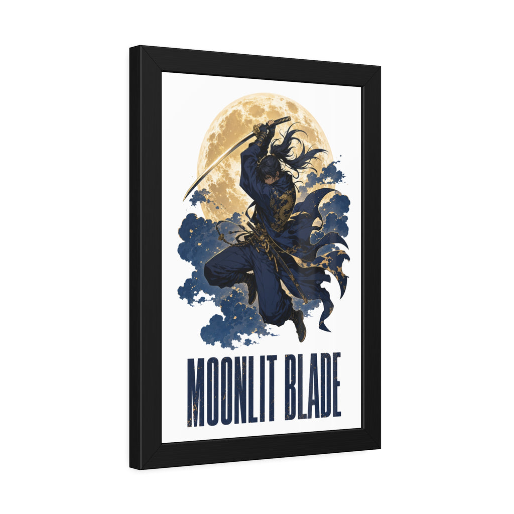 Moonlit Blade Framed Poster — Samurai Ninja Art Print