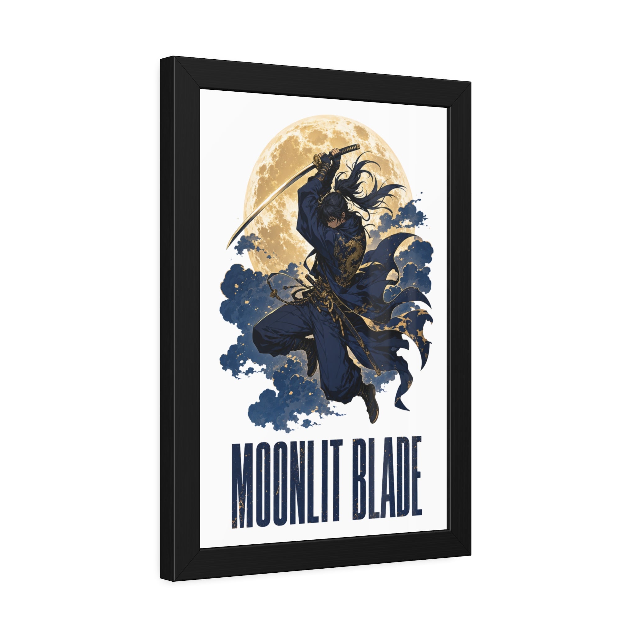 Moonlit Blade Framed Poster — Samurai Ninja Art Print
