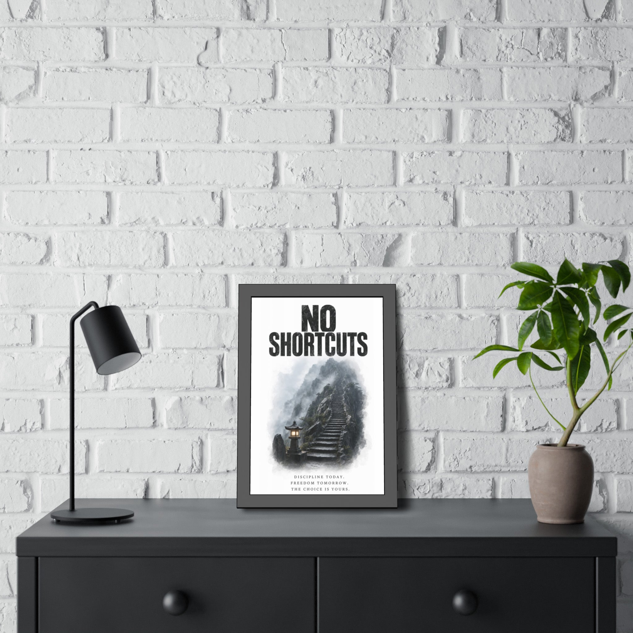 Framed Poster - "No Shortcuts" Motivational Wall Art