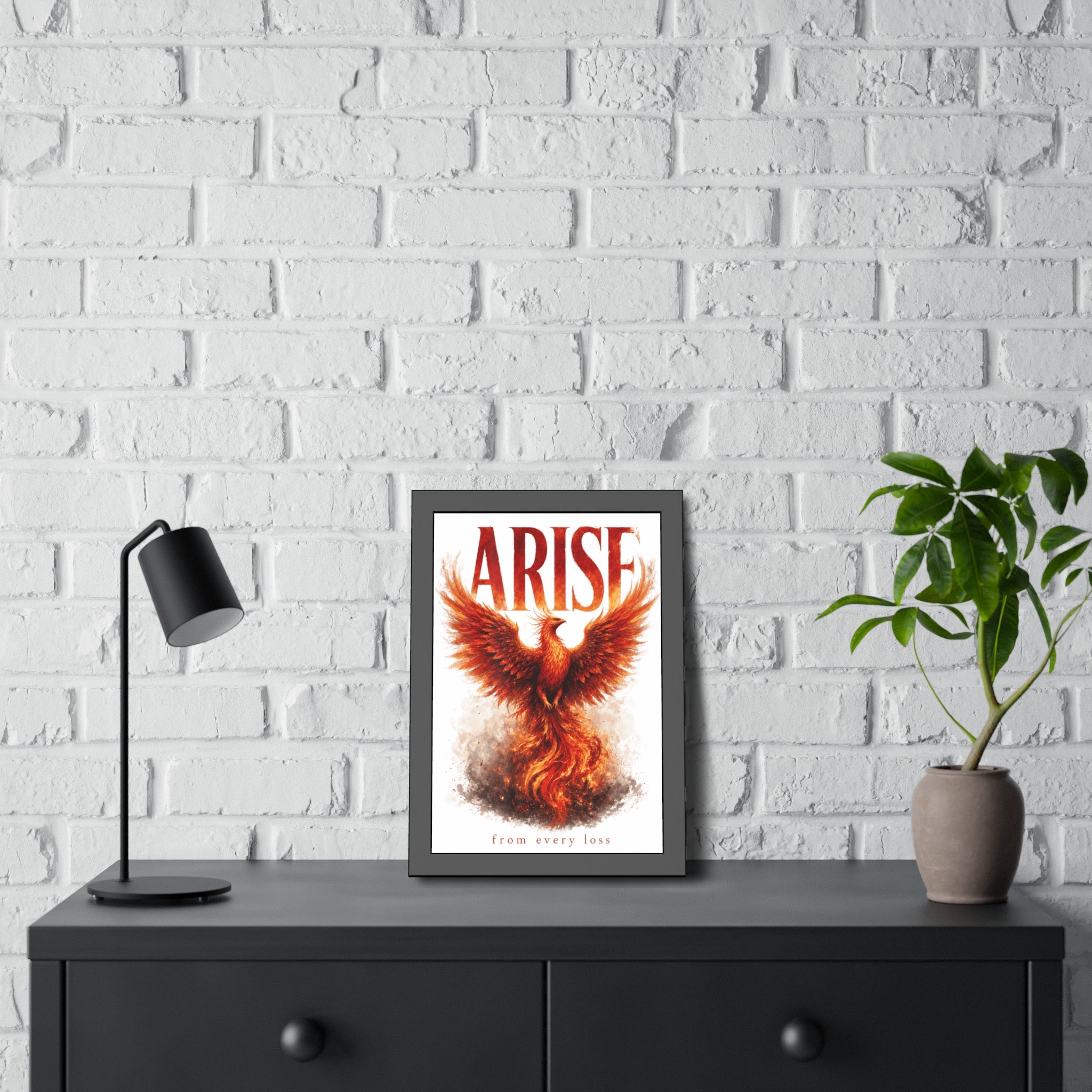 Framed Poster — "ARISE" Phoenix Art Print (Inspirational Wall Decor)