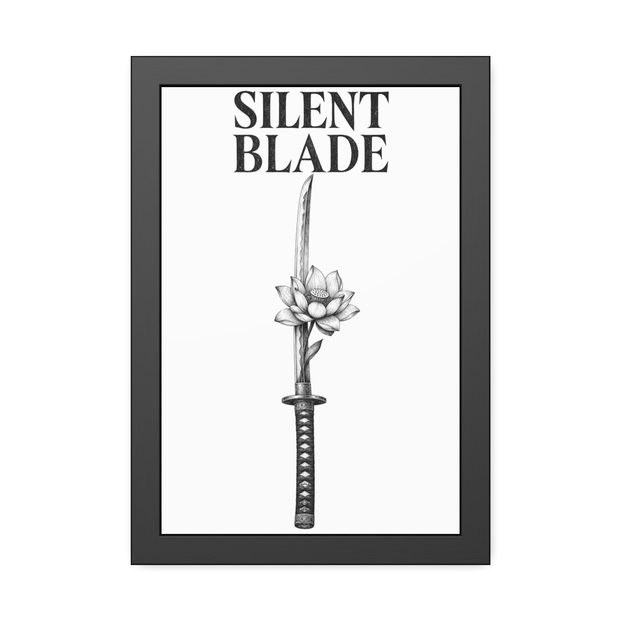 Silent Blade Framed Poster — Minimalist Samurai Sword Art Print
