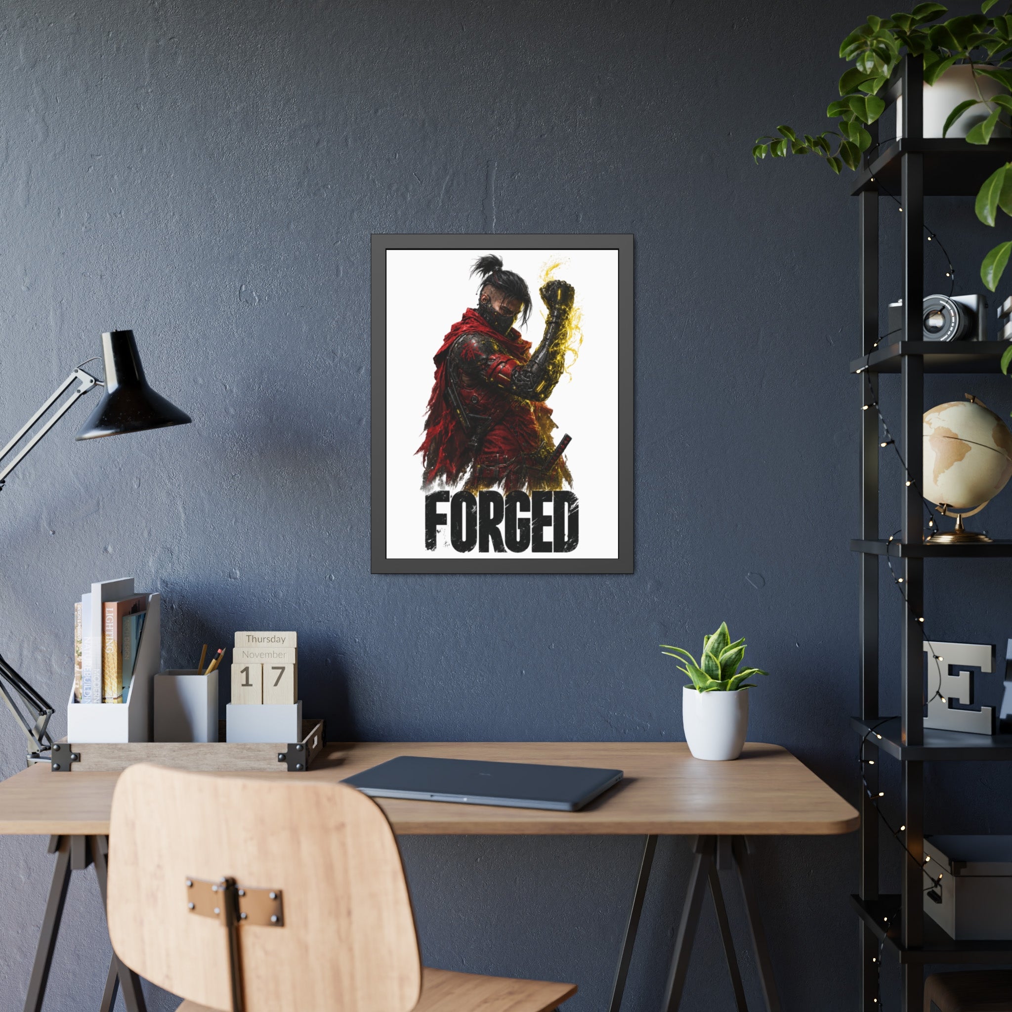 Forged Warrior Framed Poster — Samurai Fantasy Art Print