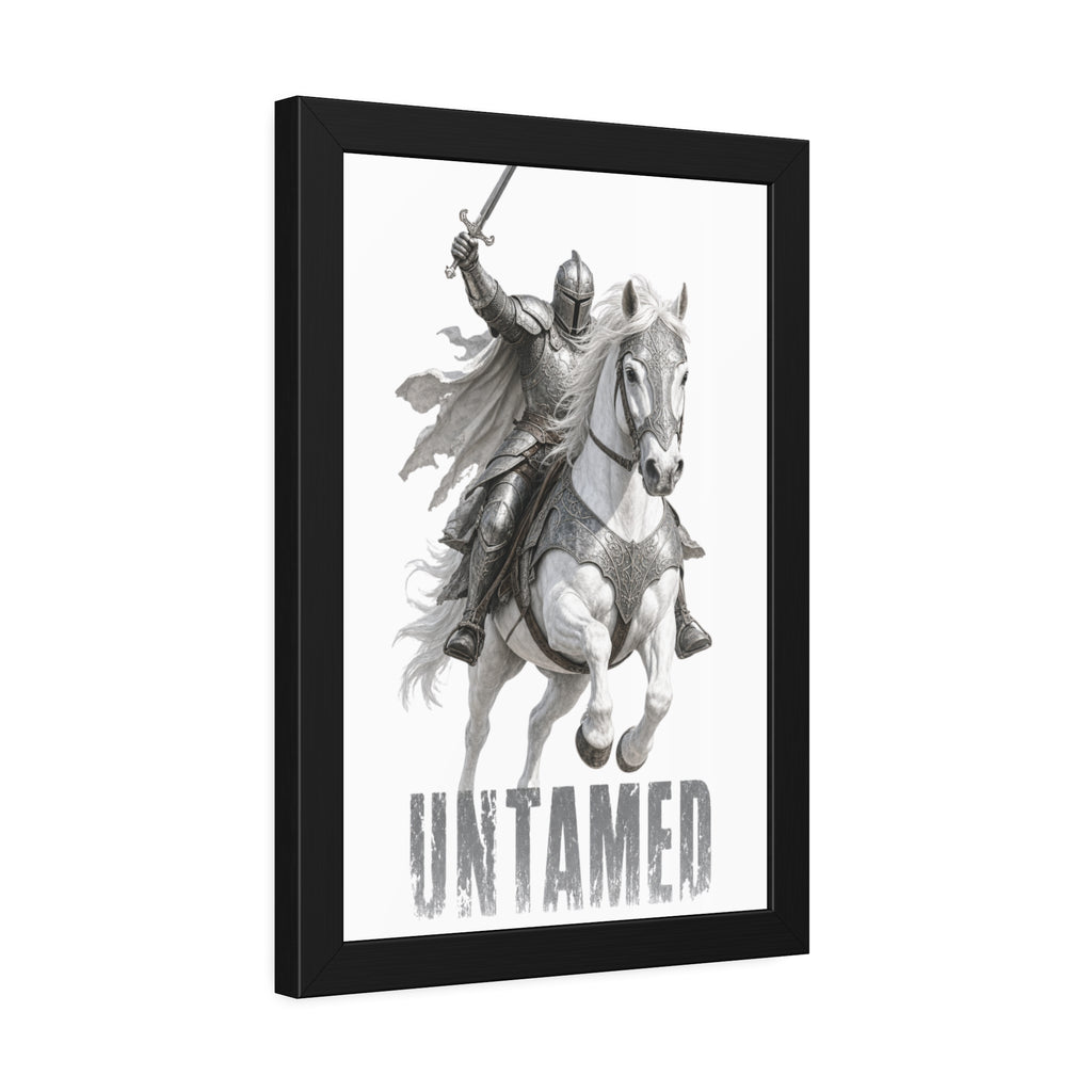 Untamed Knight Horse Framed Poster — Medieval Warrior Wall Art