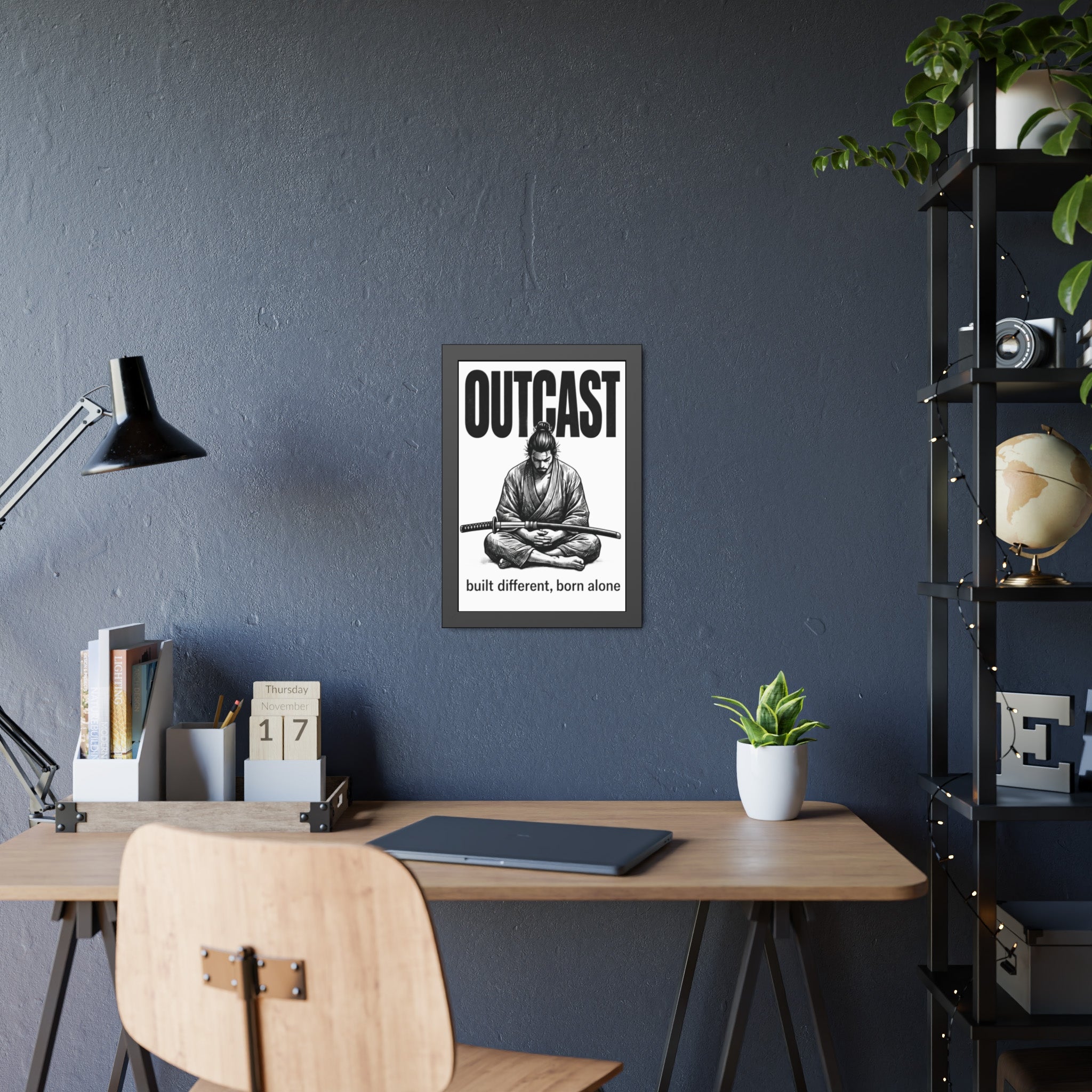 Framed Poster — OUTCAST Samurai Meditation 'built different, born alone'