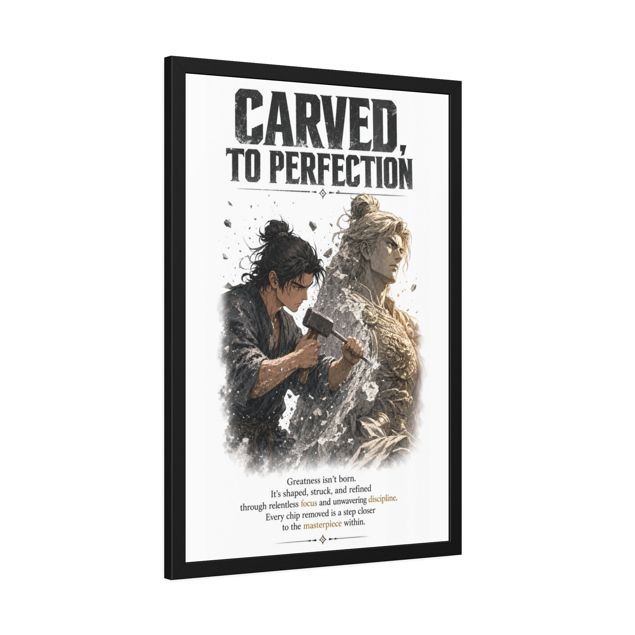 Framed Poster — "Carved to Perfection" Inspirational Sculpture Art
