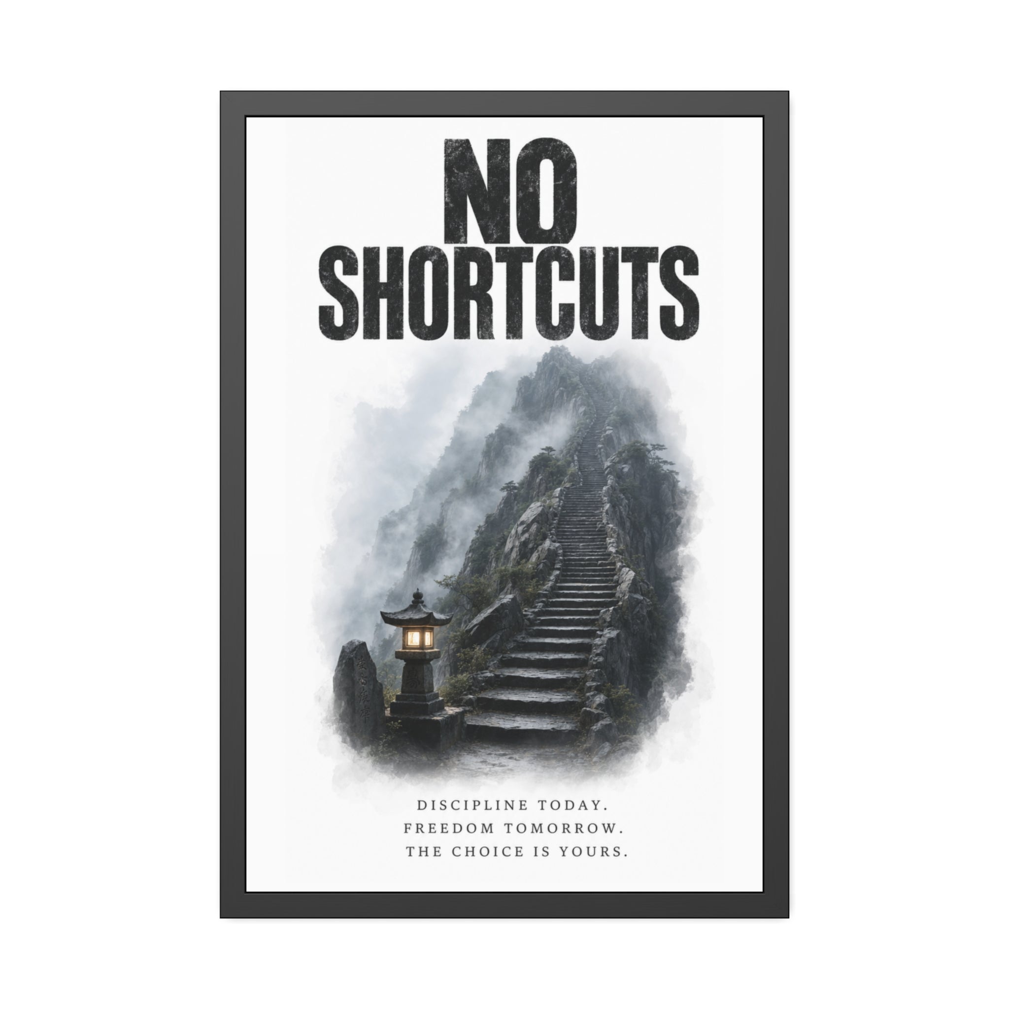 Framed Poster - "No Shortcuts" Motivational Wall Art