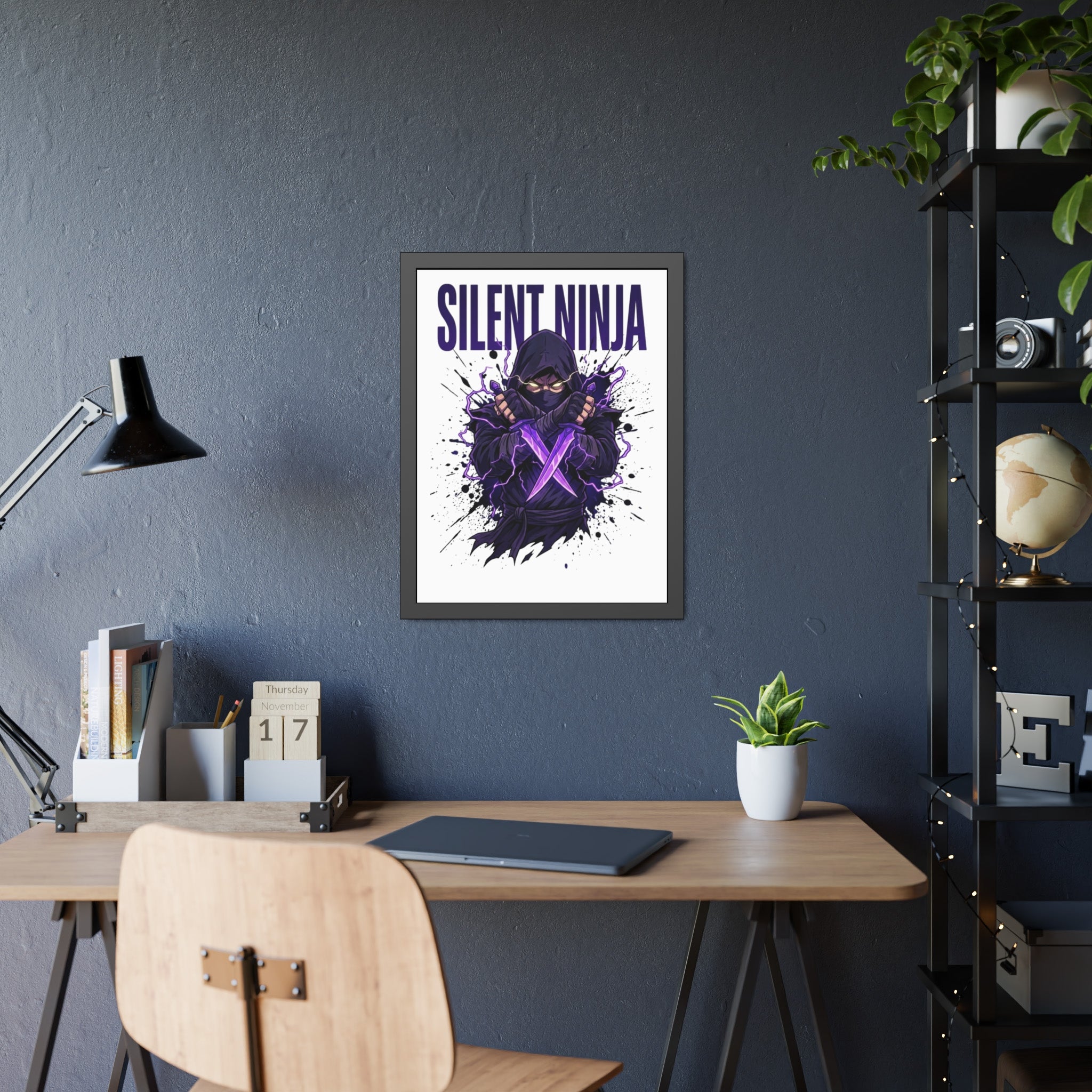 Silent Ninja Framed Poster — Purple Assassin Wall Art
