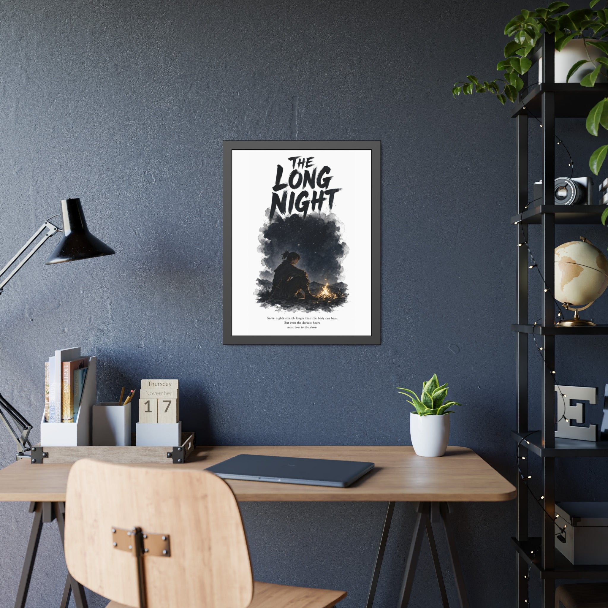 The Long Night Framed Poster — Campfire Night Sky Wall Art