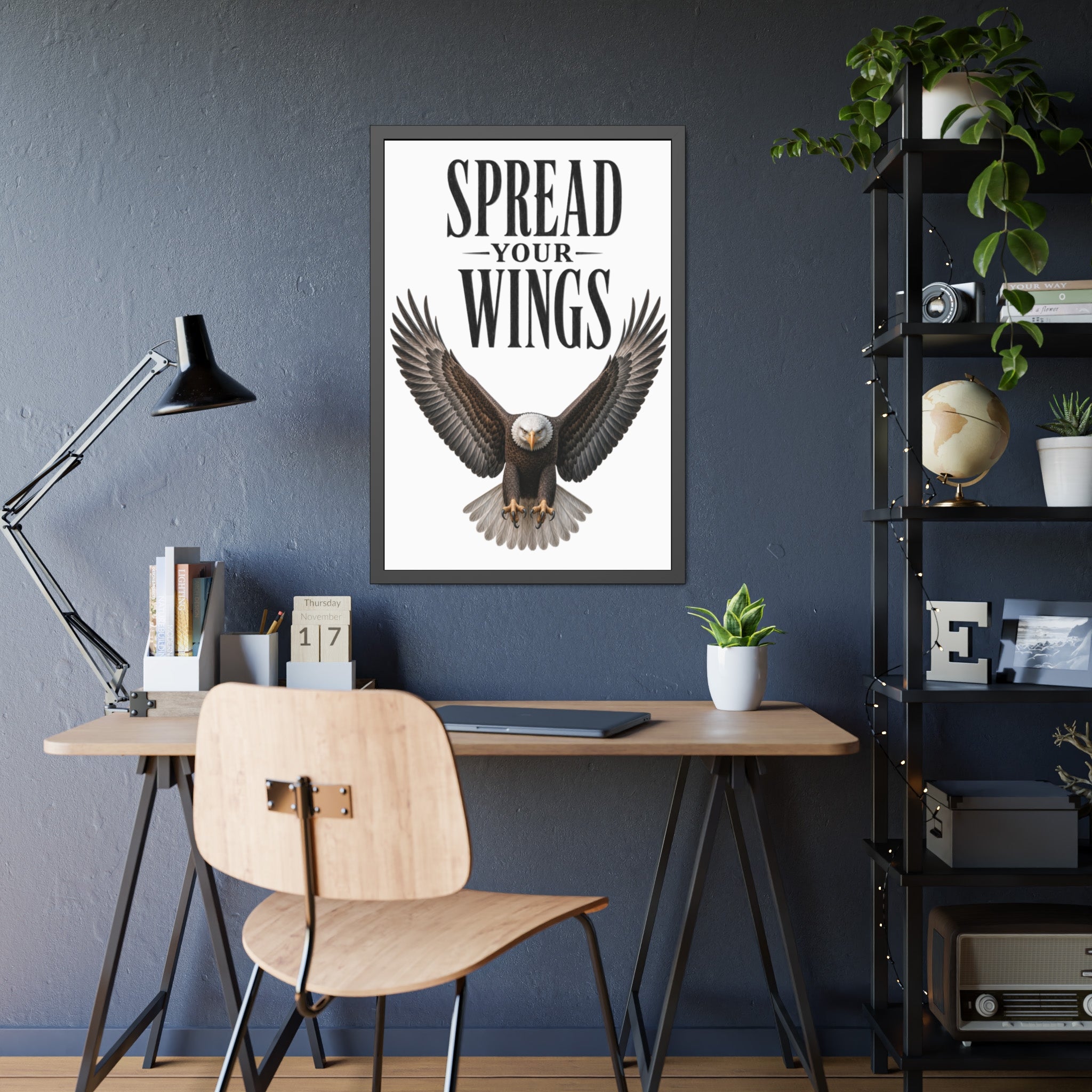 Framed Poster - "Spread Your Wings" Eagle Wall Art,