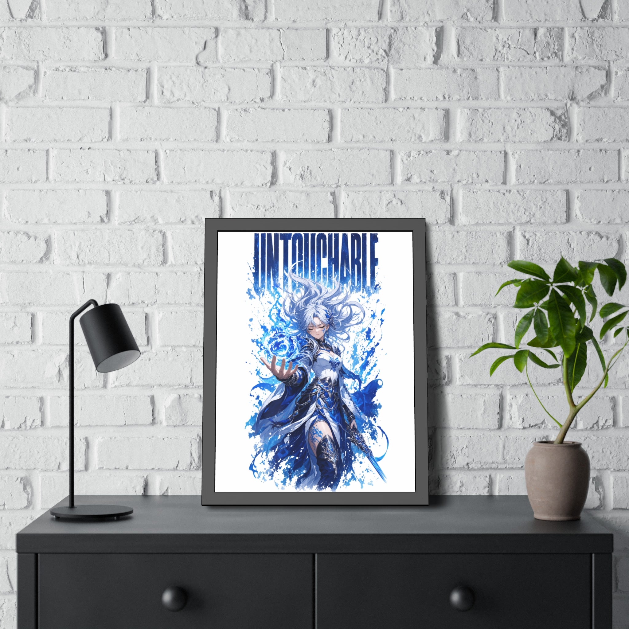Untouchable Framed Art Poster — Blue Fantasy Sorceress Print