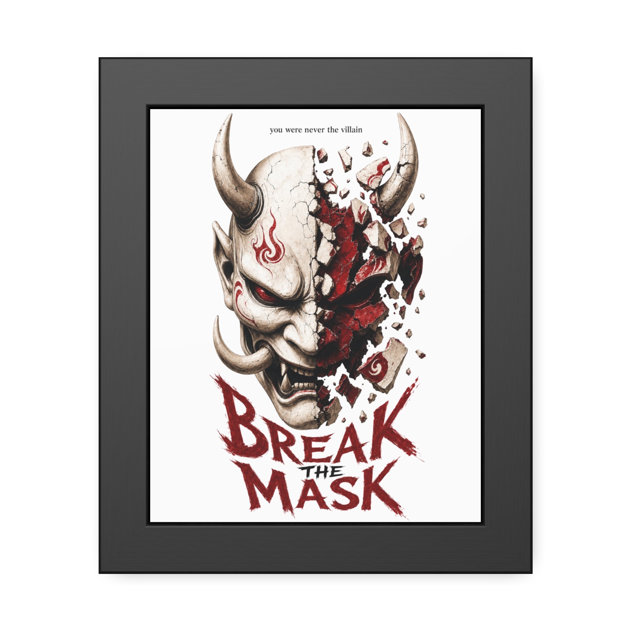 Framed Poster — 'Break the Mask' Oni Horror Art Print