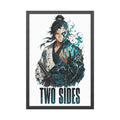 Two Sides Samurai Framed Art Print — Duality Warrior Poster