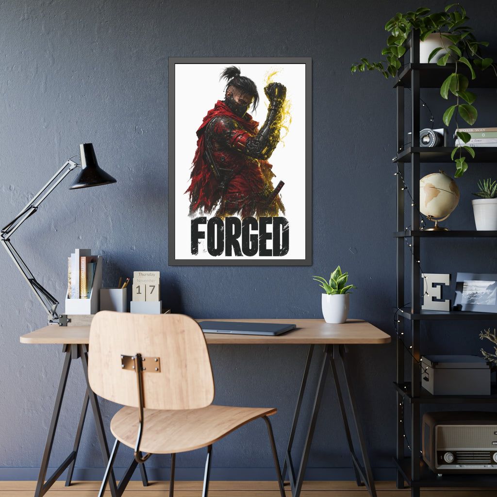 Forged Warrior Framed Poster — Samurai Fantasy Art Print