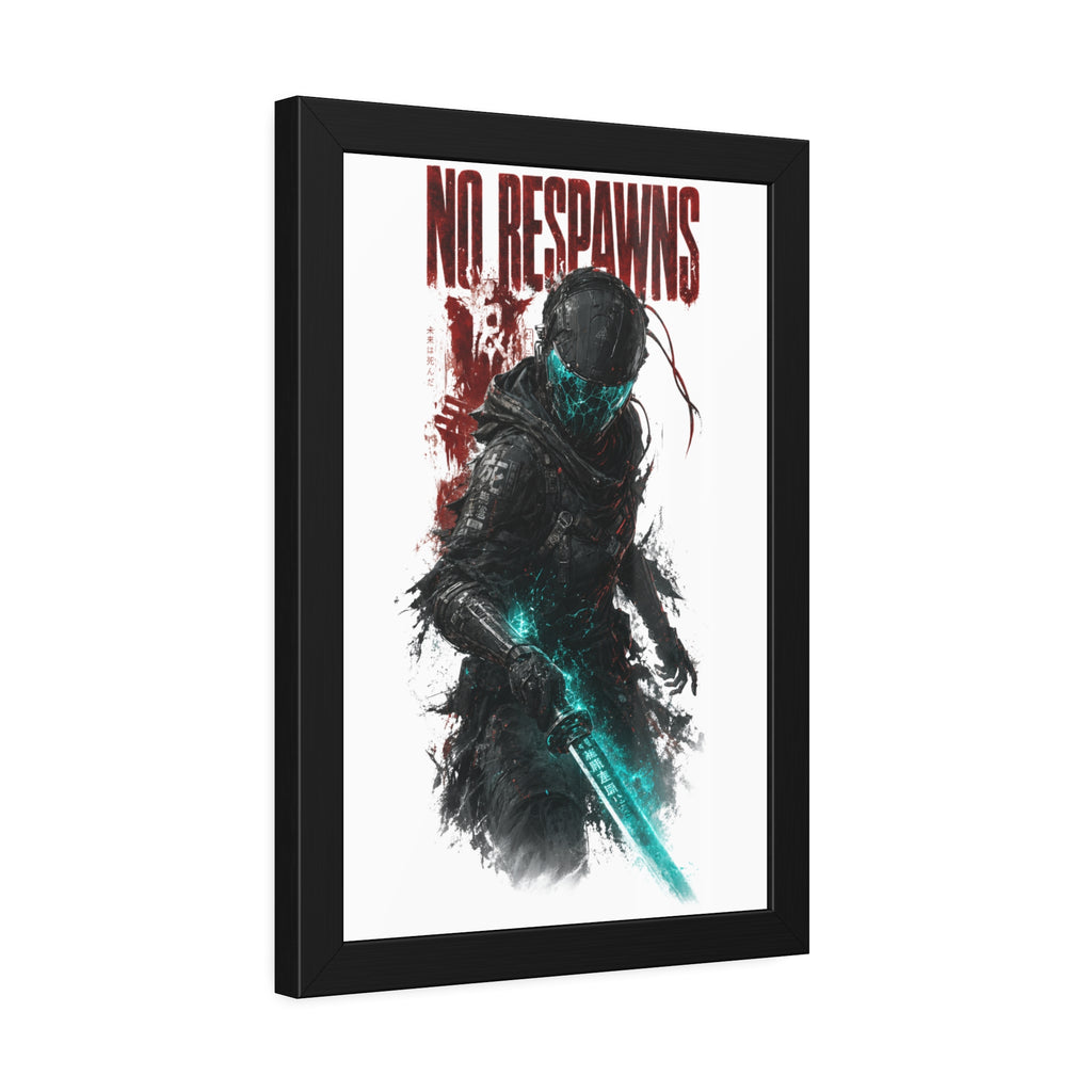 No Respawns Framed Poster — Dark Sci‑Fi Gamer Wall Art
