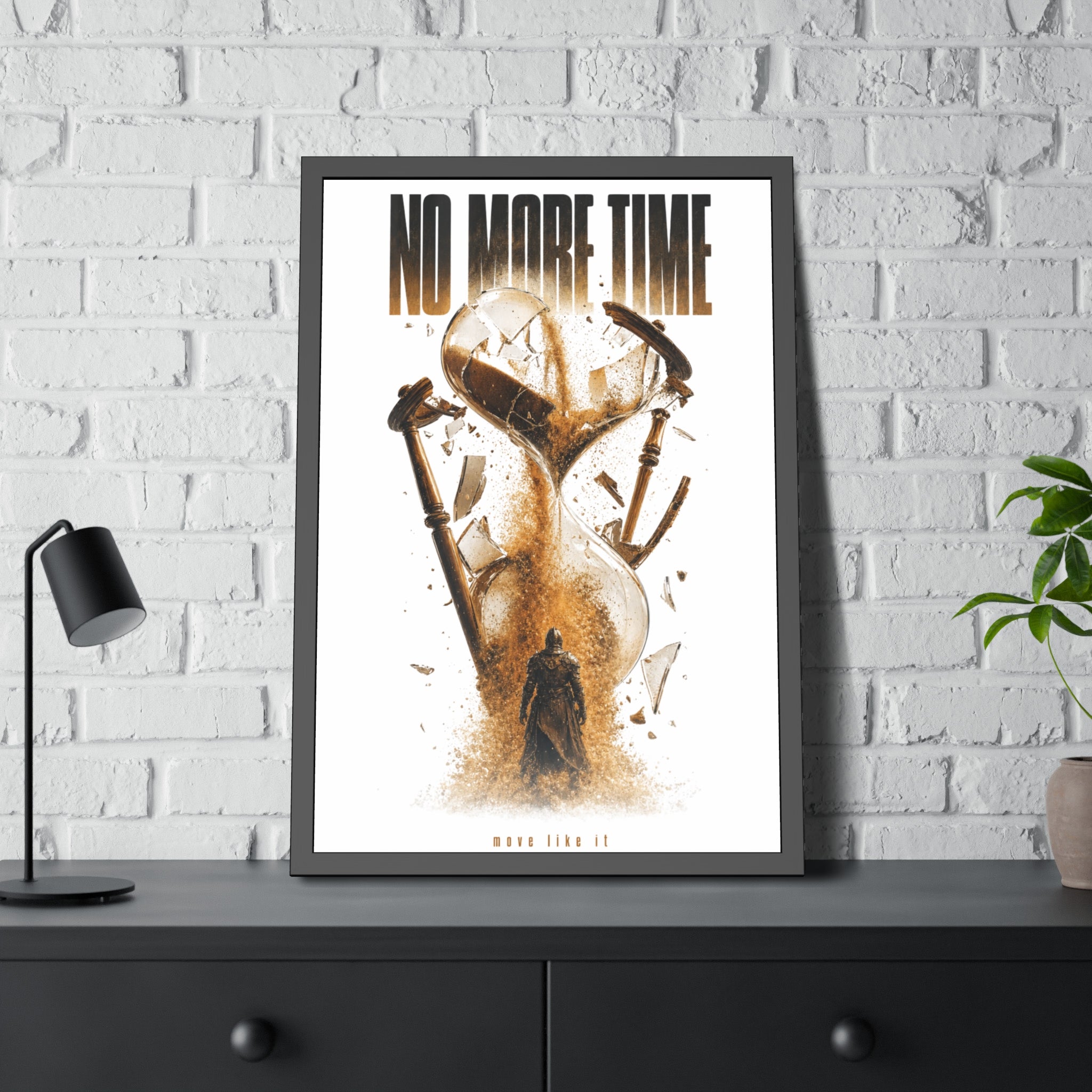 Framed Poster — "No More Time" Hourglass Art Print