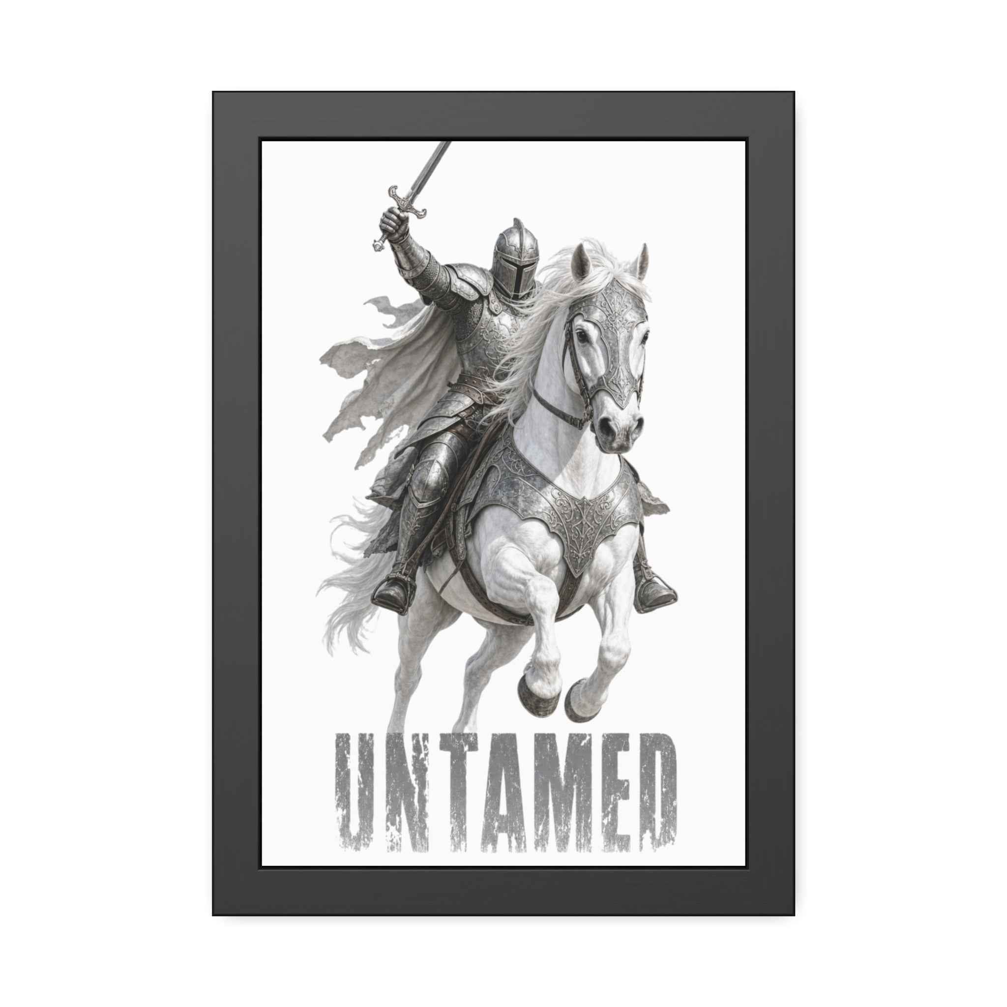 Untamed Knight Horse Framed Poster — Medieval Warrior Wall Art