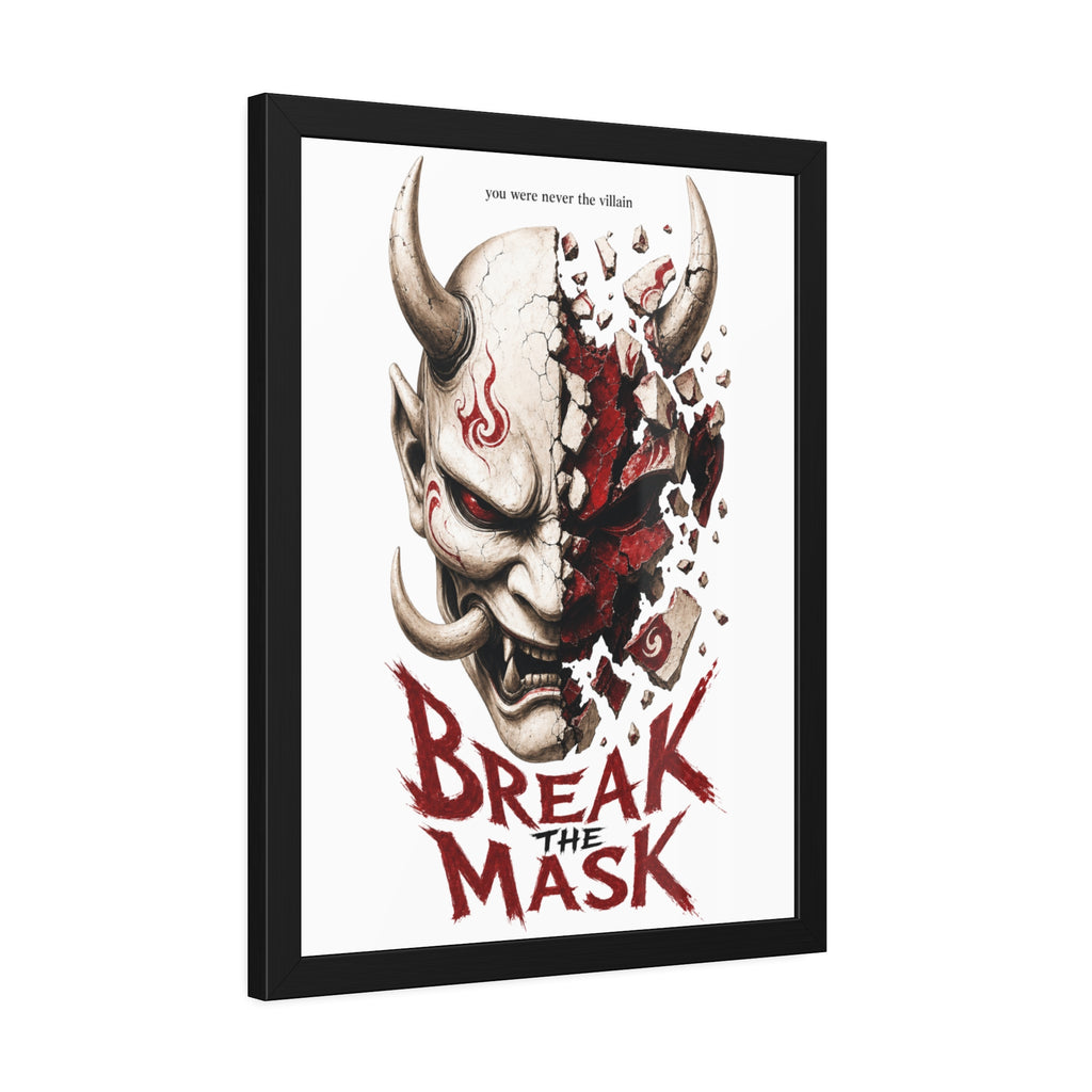Framed Poster — 'Break the Mask' Oni Horror Art Print