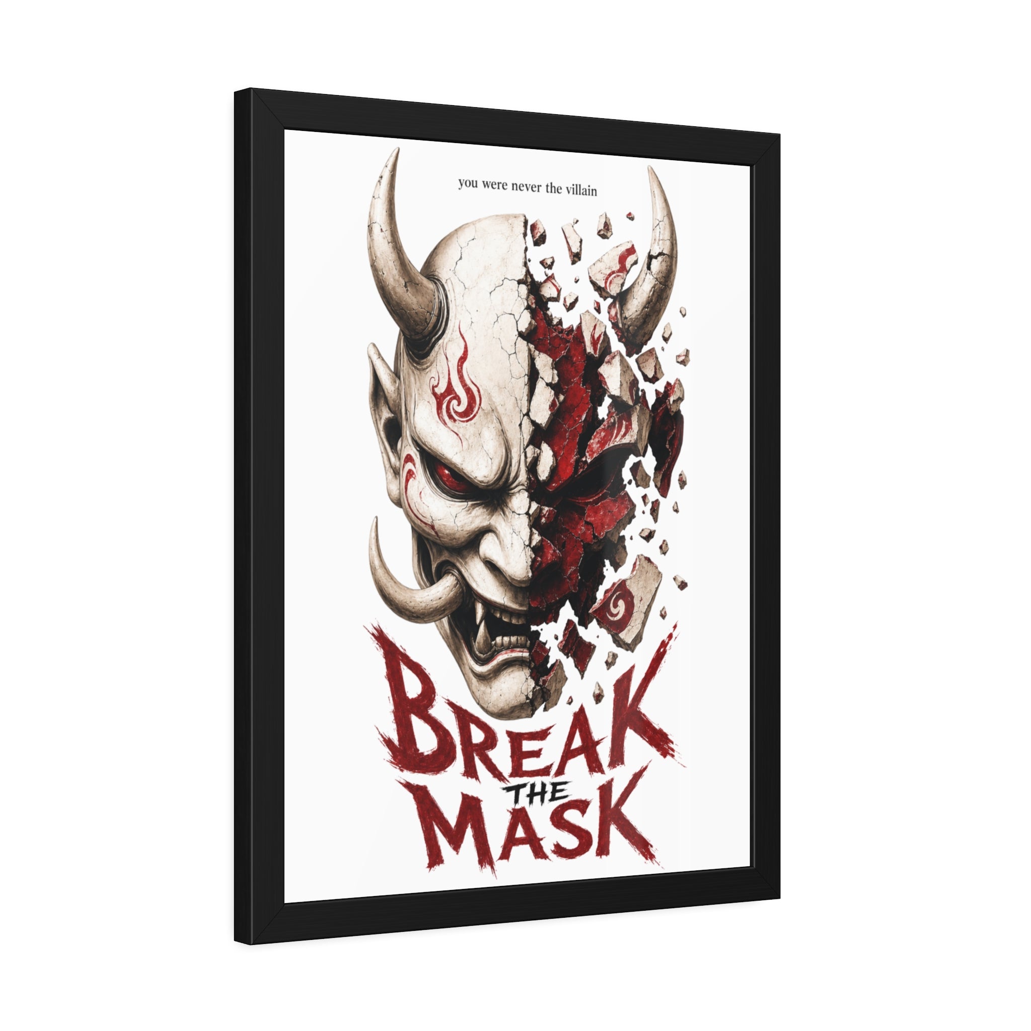 Framed Poster — 'Break the Mask' Oni Horror Art Print