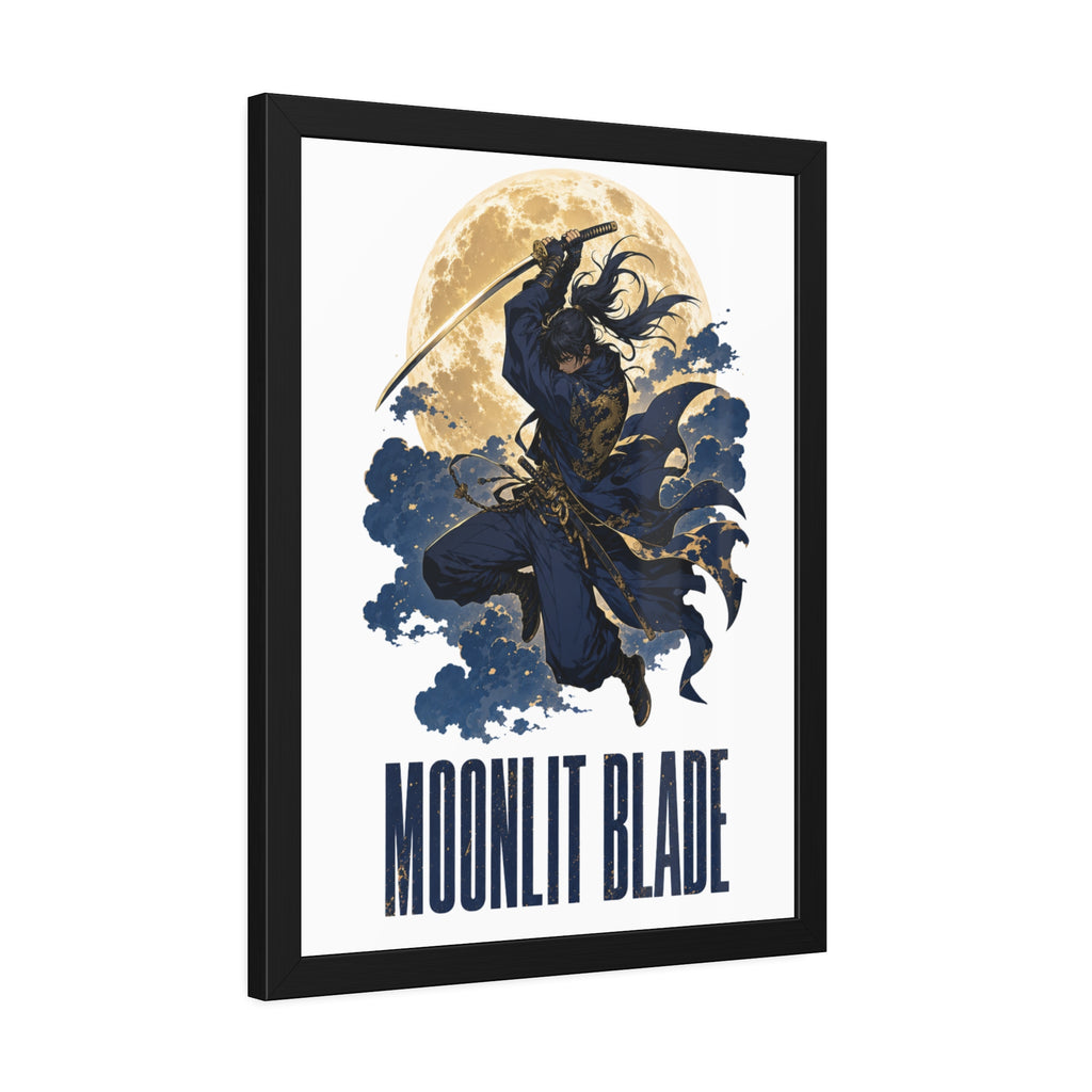 Moonlit Blade Framed Poster — Samurai Ninja Art Print