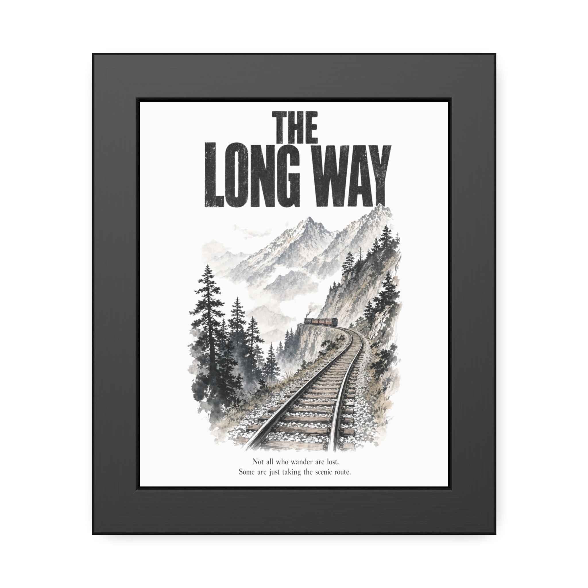 Framed Poster - "The Long Way" Mountain Train Scenic Wall Art