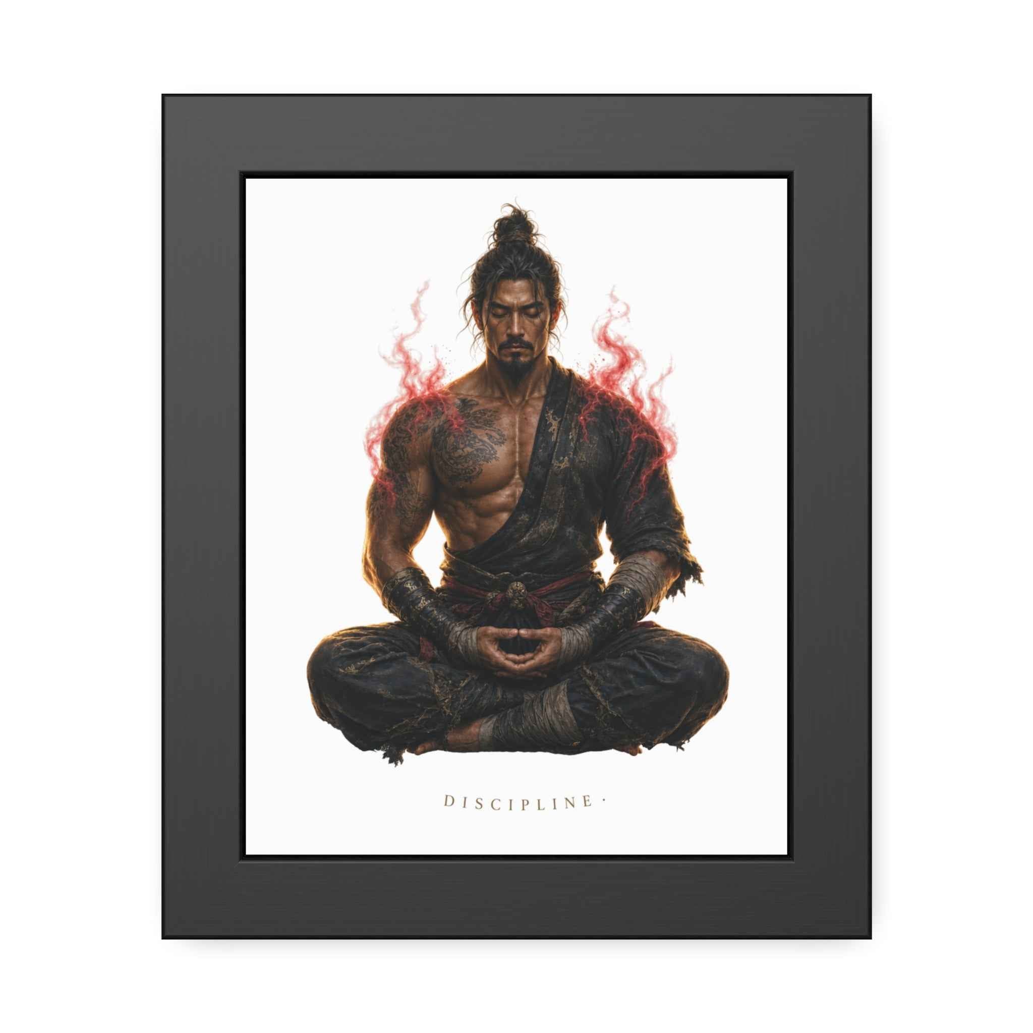Framed Poster — 'Discipline' Meditating Samurai Art Print