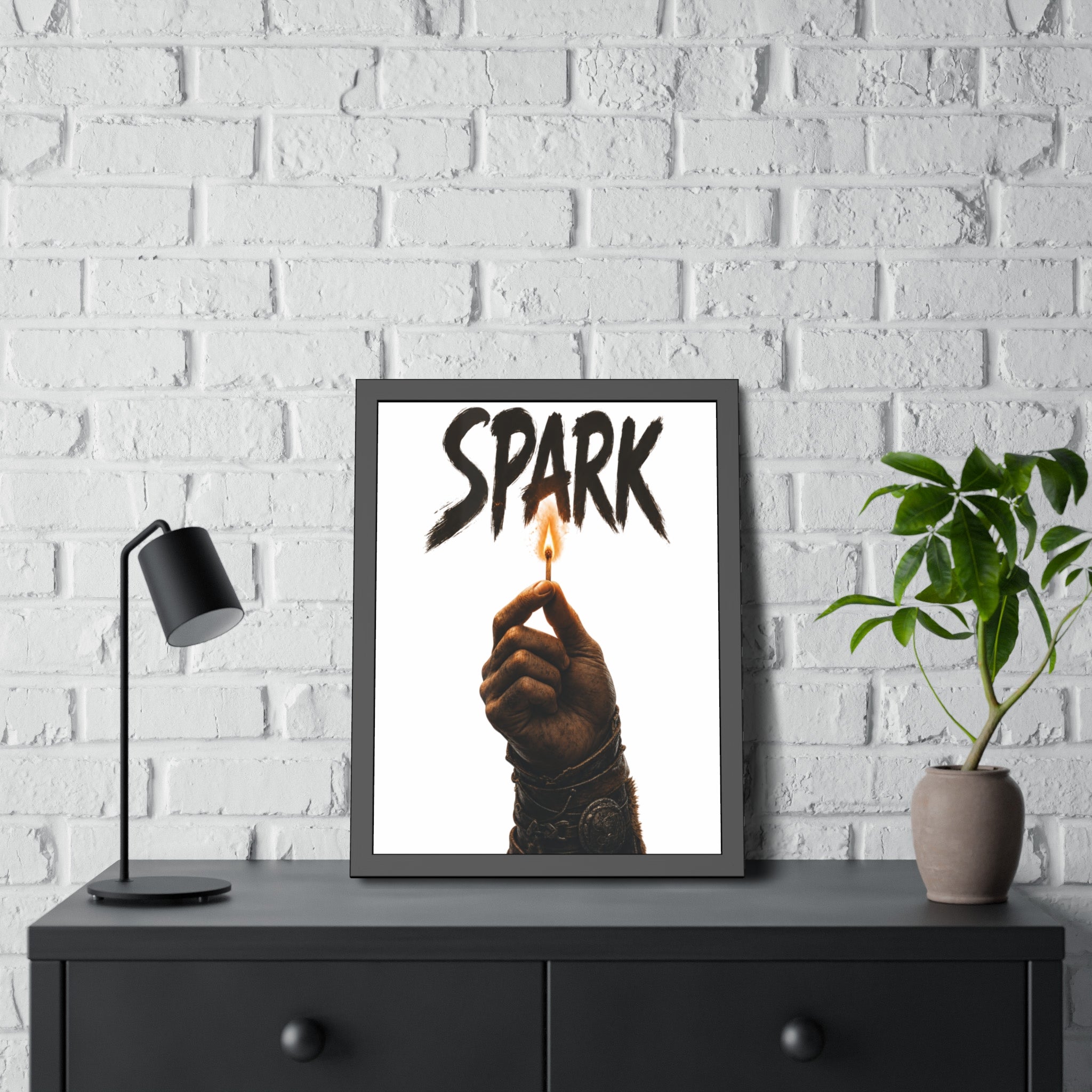 Framed Poster —  Lit Match Spark Wall Art