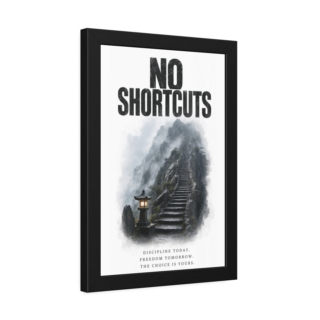 Framed Poster - "No Shortcuts" Motivational Wall Art