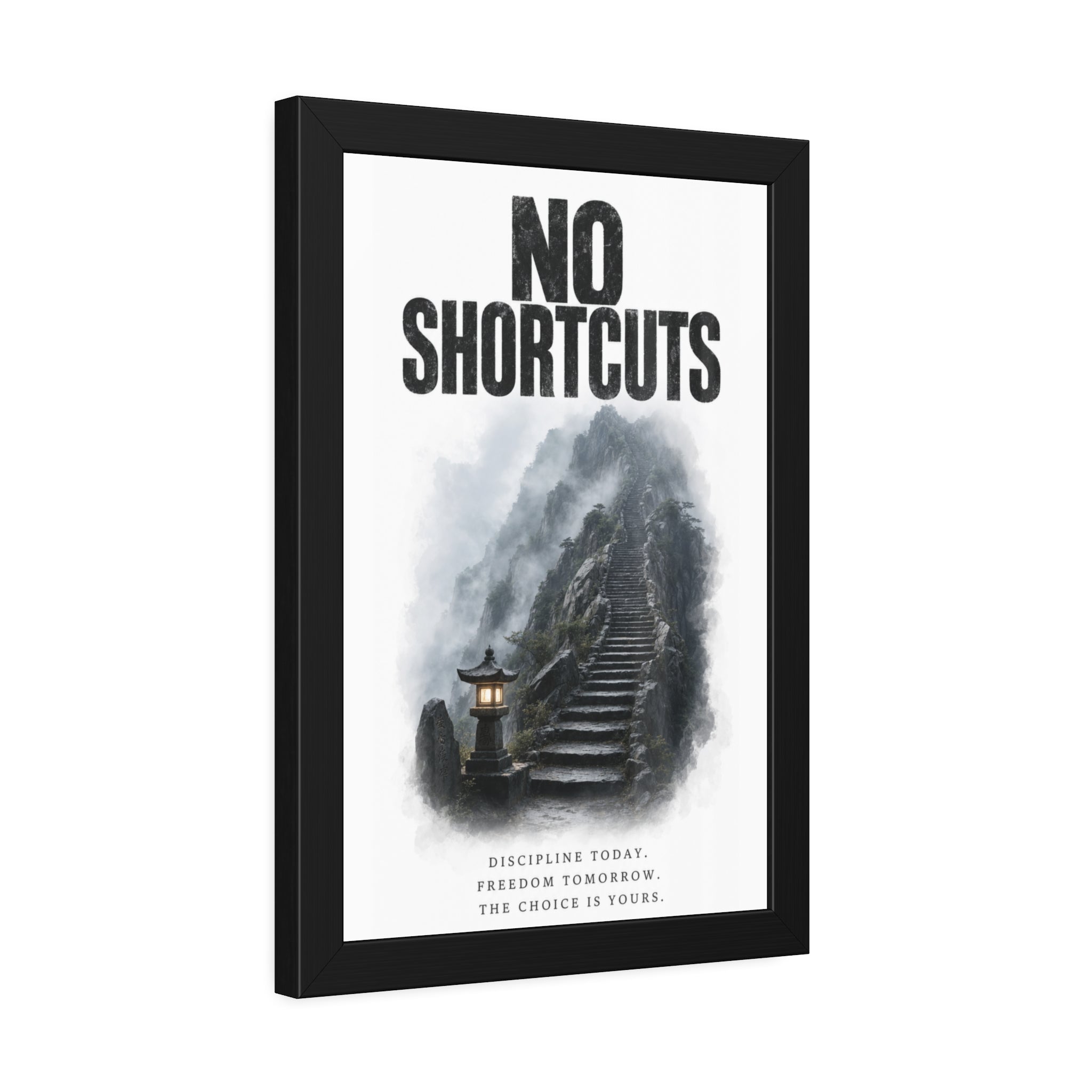 Framed Poster - "No Shortcuts" Motivational Wall Art