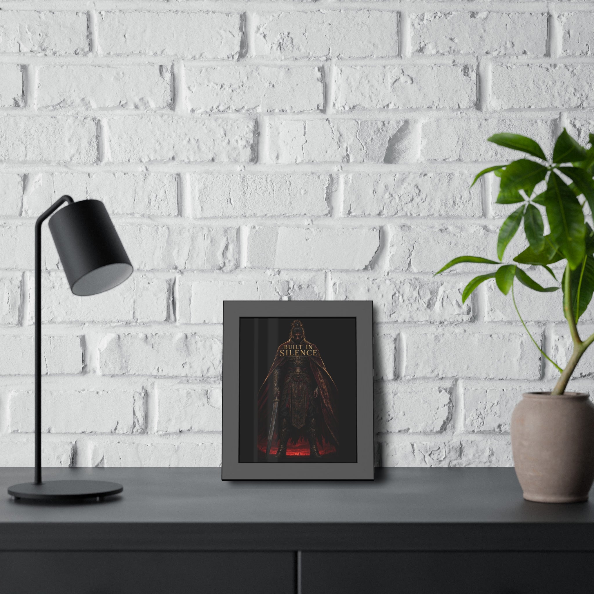 Built In Silence — Framed Poster (Dark Fantasy Knight Art)