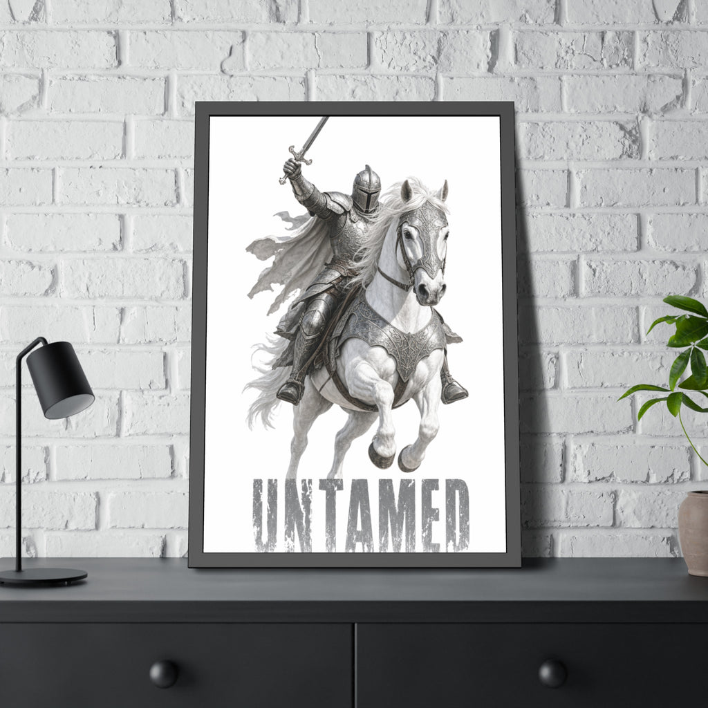 Untamed Knight Horse Framed Poster — Medieval Warrior Wall Art