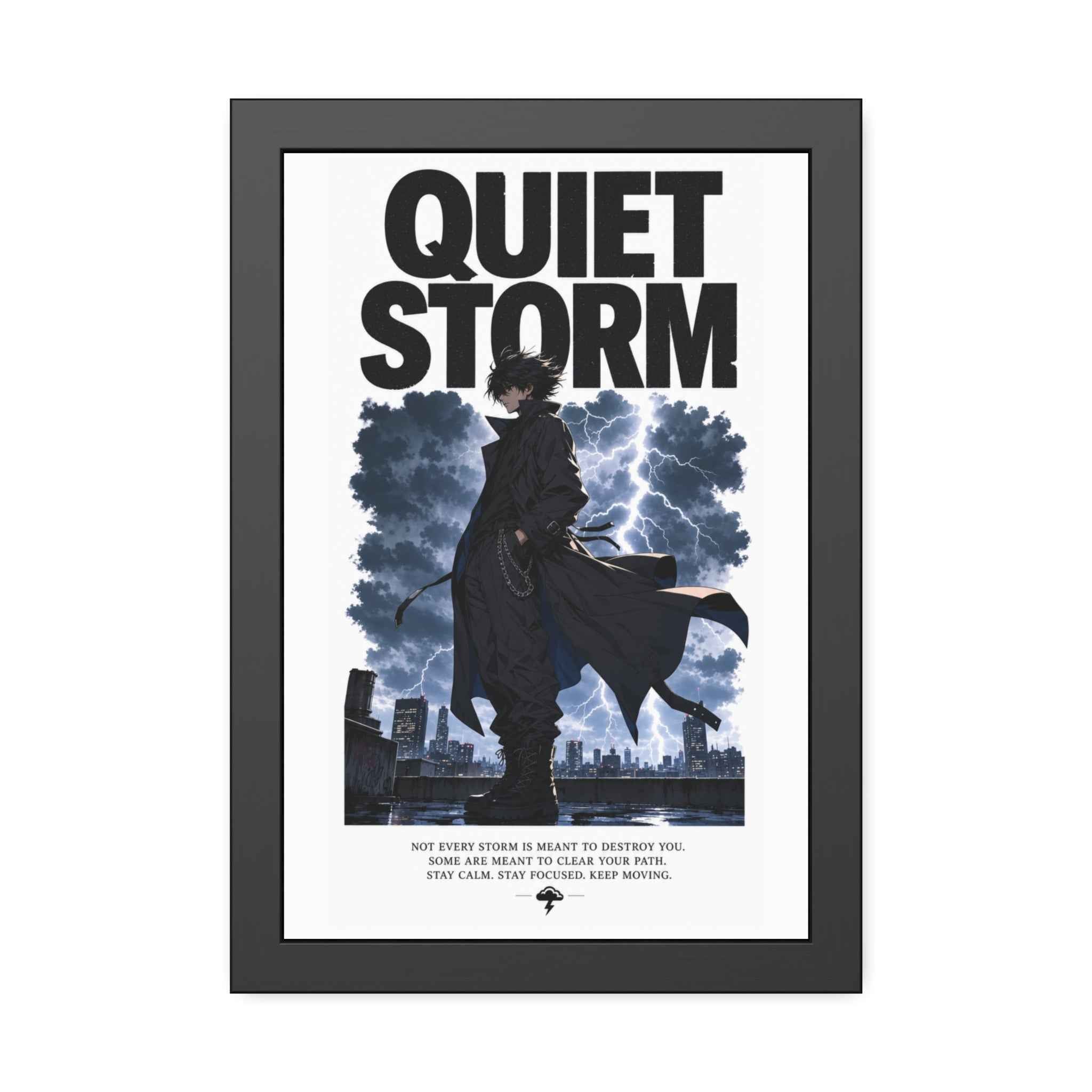 Framed Poster — "Quiet Storm" Dark Urban Lightning Art Print