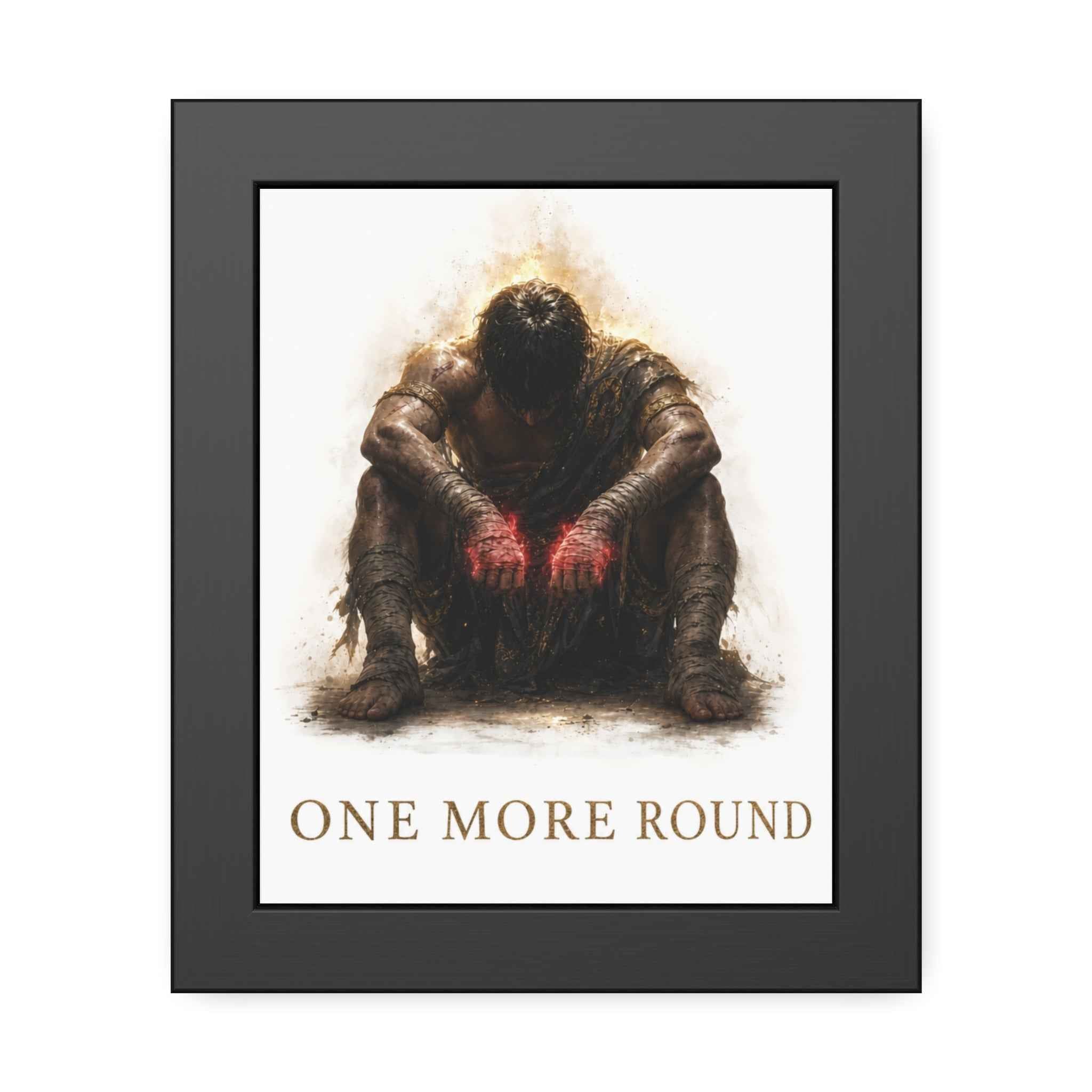 Framed Poster — "One More Round" Boxing Motivational Art