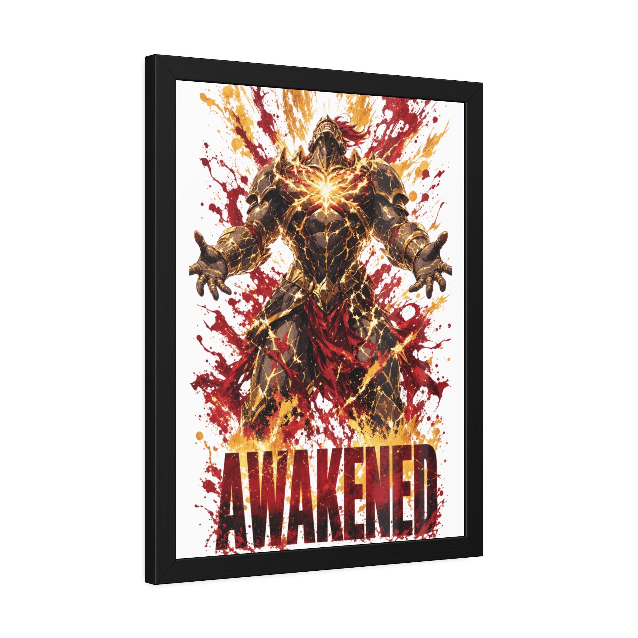 Awakened Fantasy Art Framed Poster — Fiery Hero Wall Print
